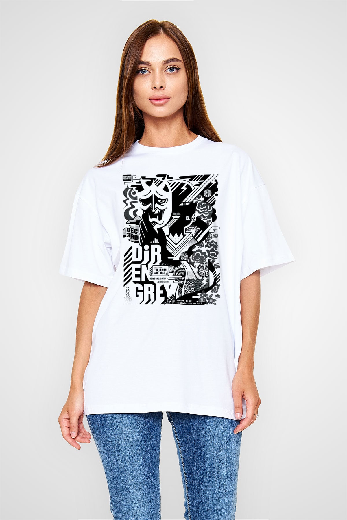 Dir En Grey Beyaz Unisex Oversize Tişört T-Shirt