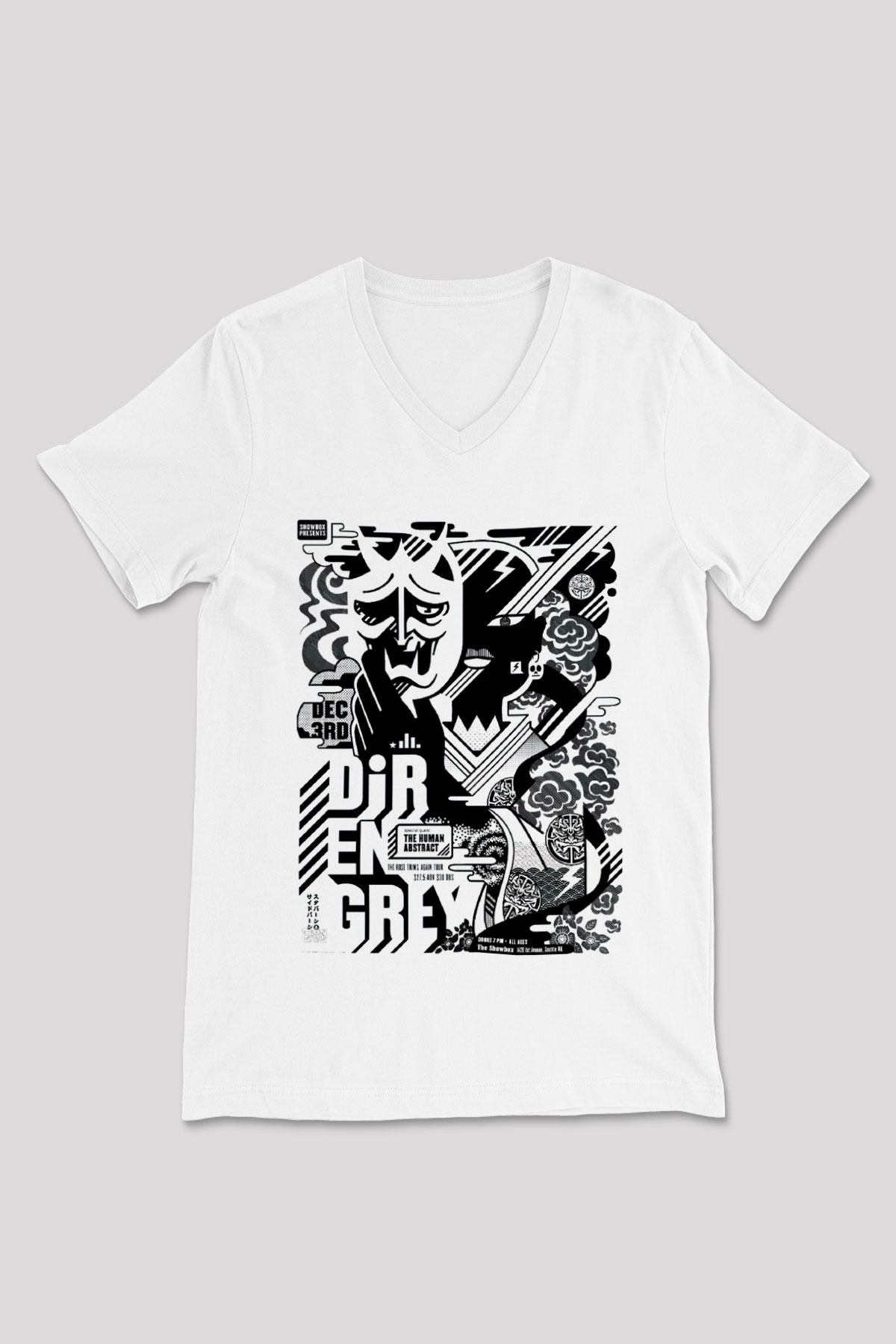 Dir En Grey Beyaz Unisex V Yaka Tişört T-Shirt