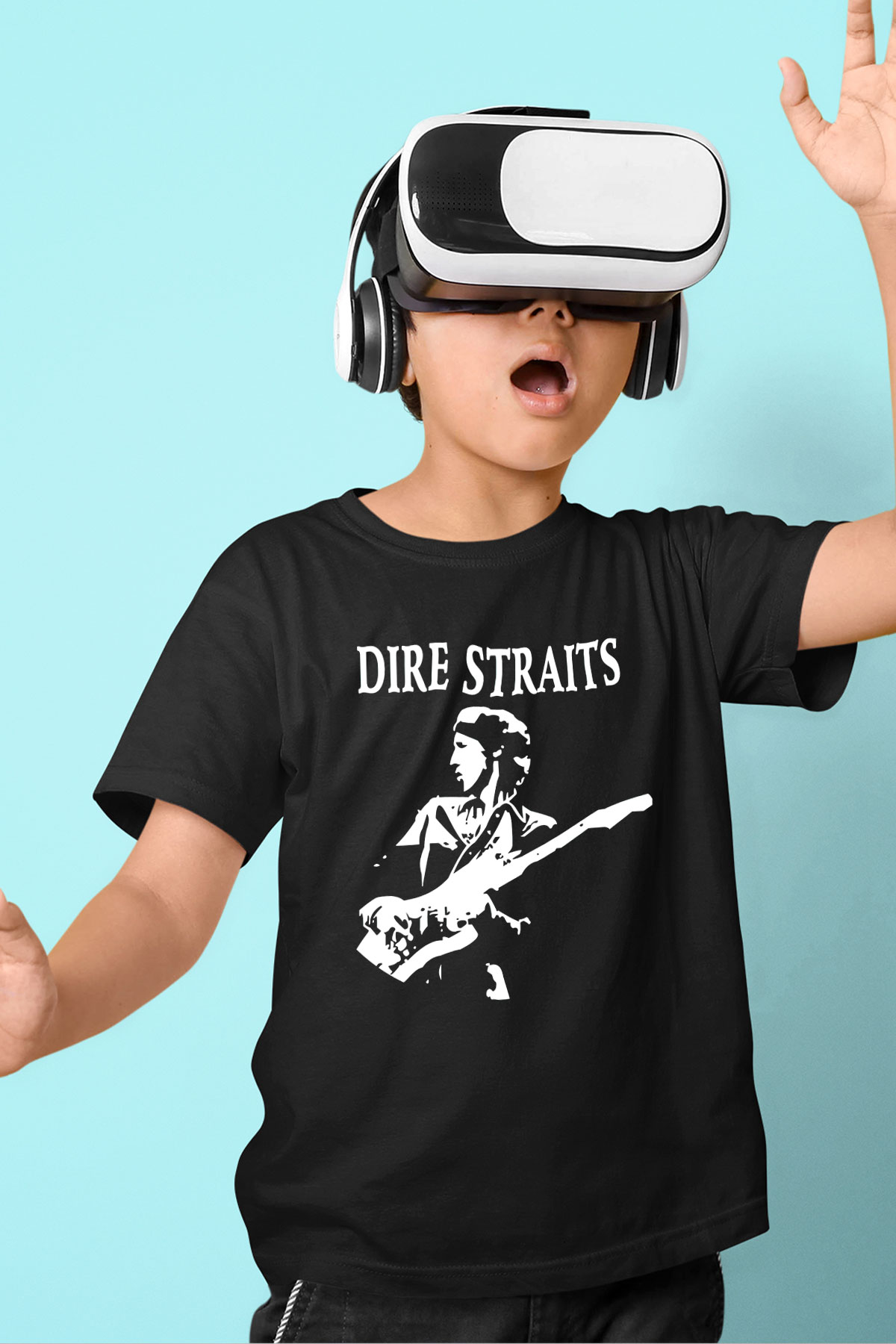Dire Straits Baskılı Siyah Unisex Çocuk Tişört