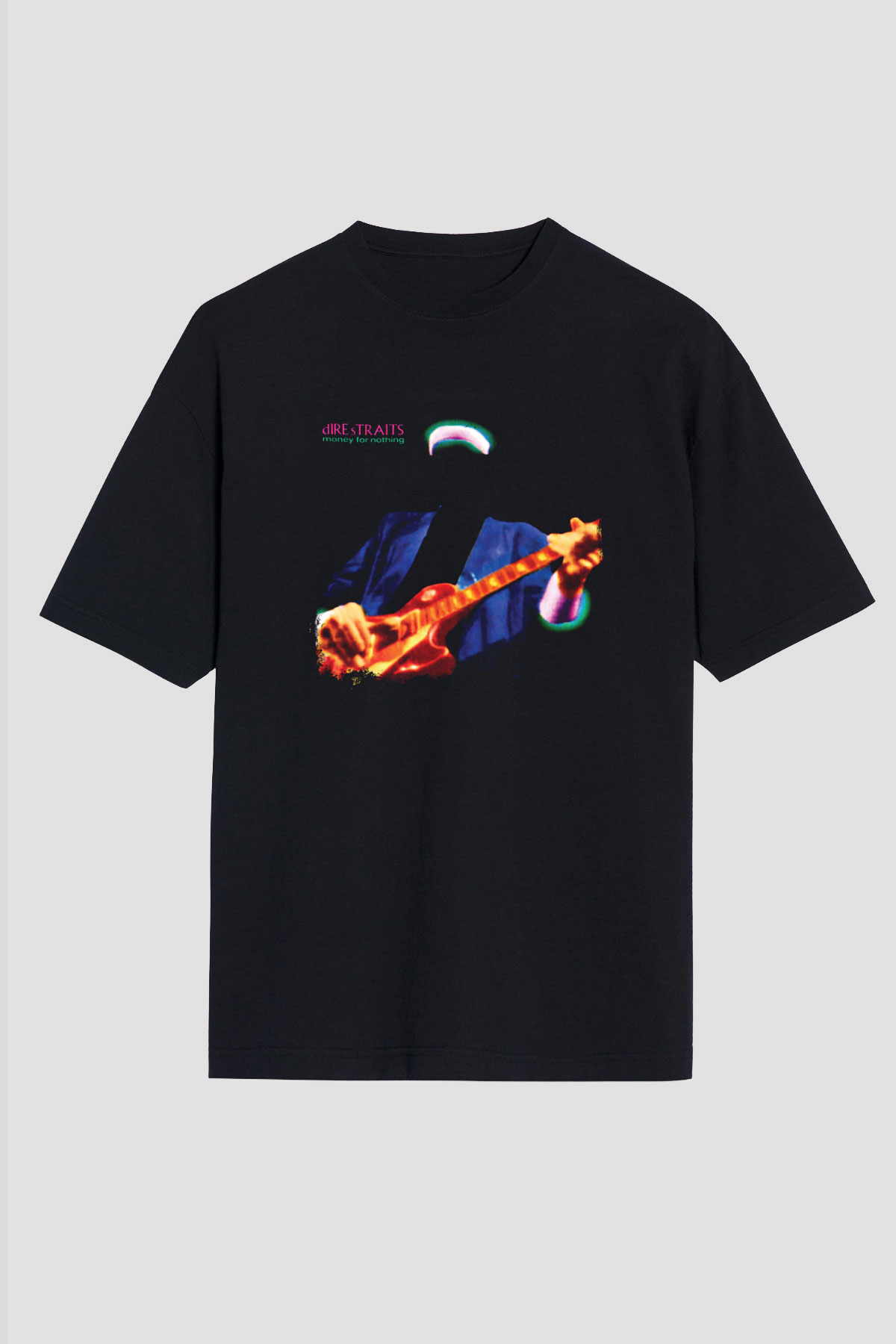 Dire Straits Baskılı Unisex Siyah Oversize Tişört