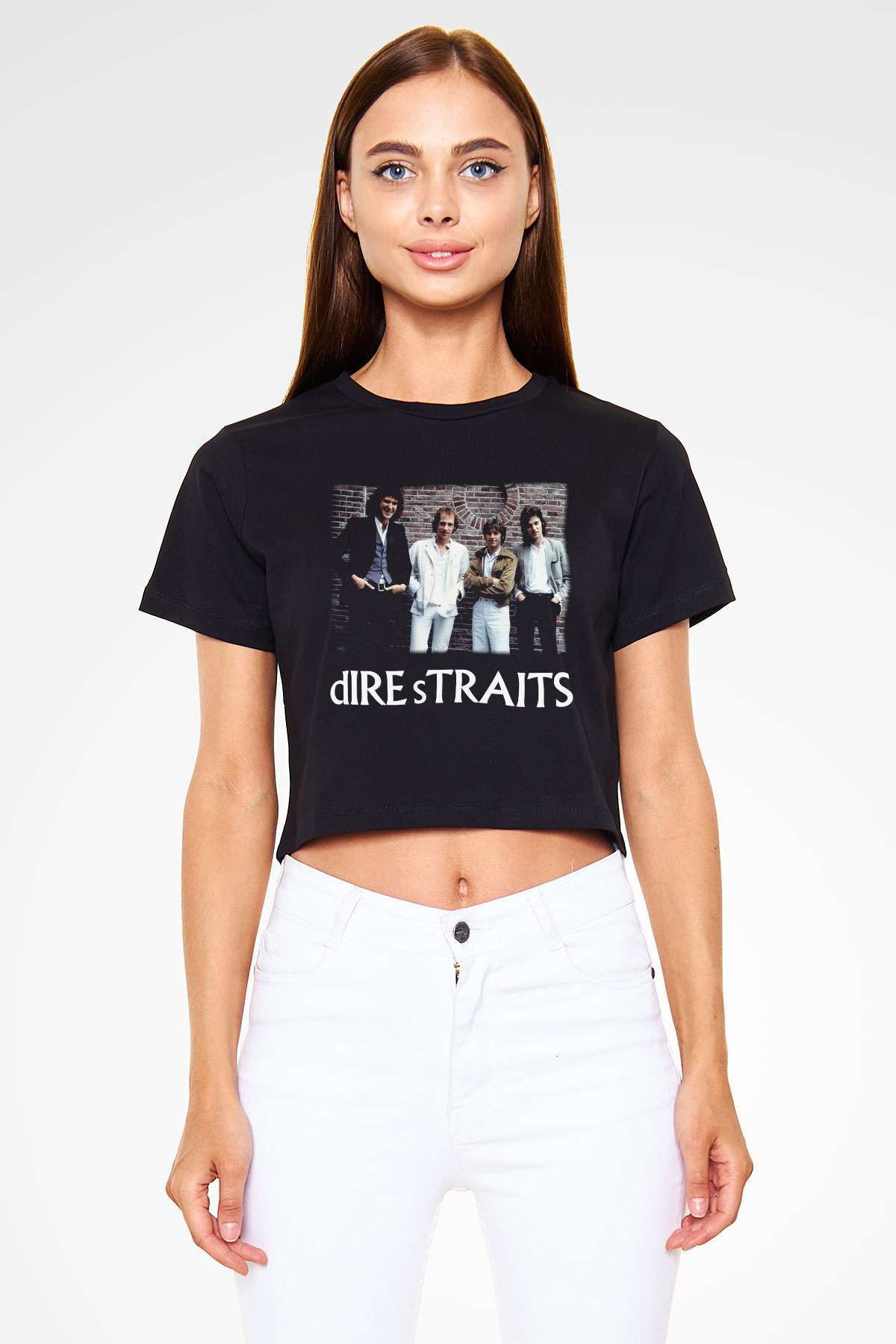 Dire Straits Siyah Crop Top Tişört