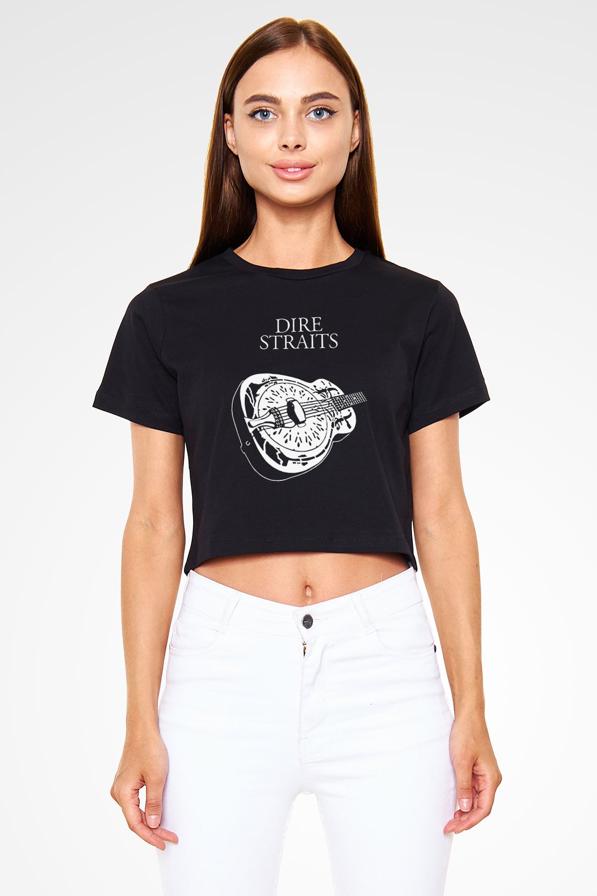 Dire Straits Siyah  Crop Top Tişört