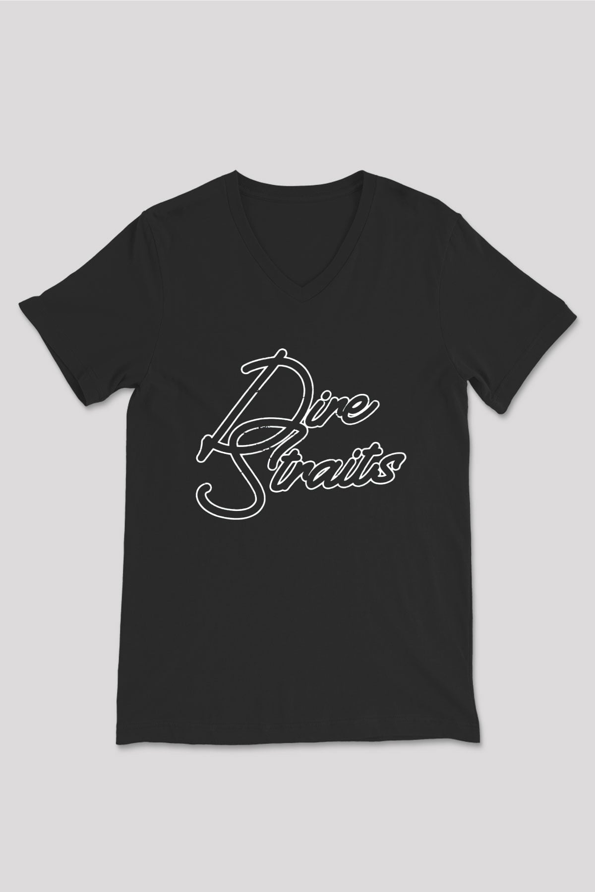 Dire Straits Siyah Unisex V Yaka Tişört