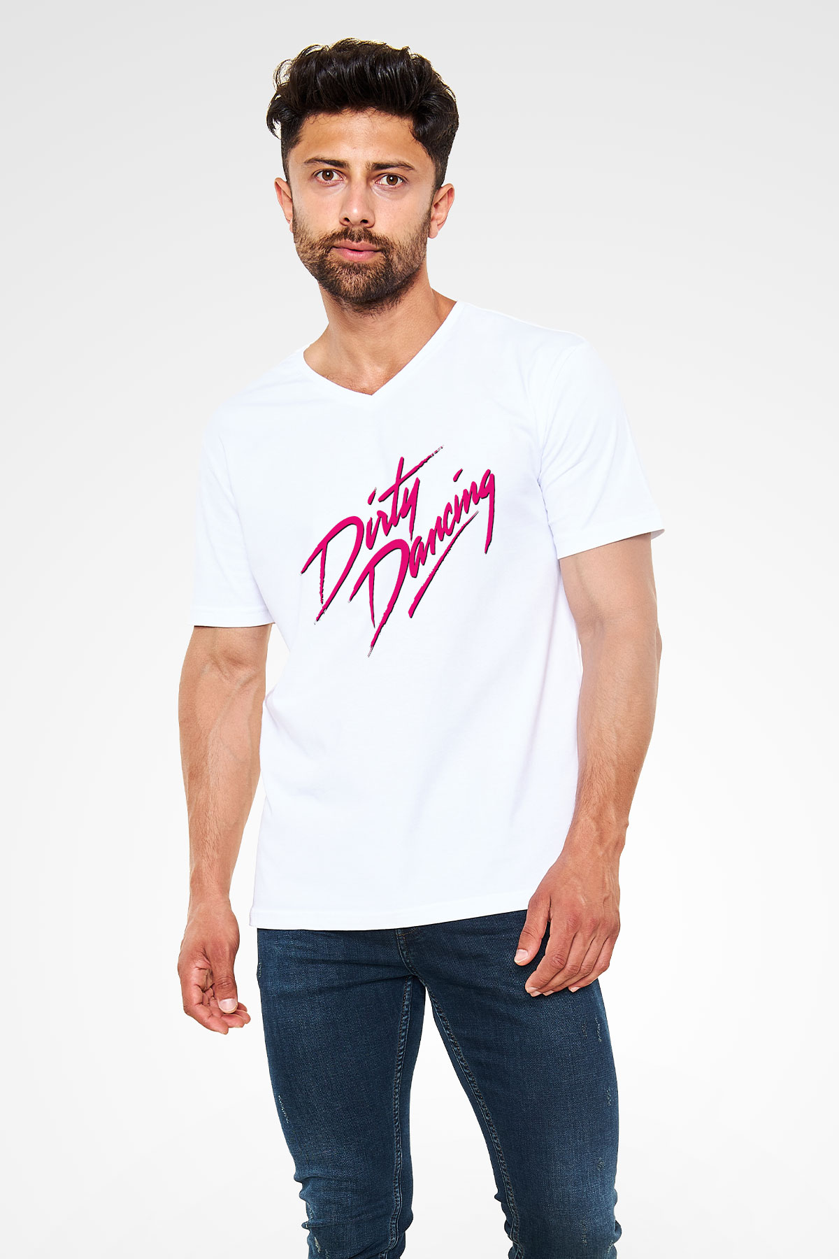 Dirty Dancing Beyaz Unisex V Yaka Tişört
