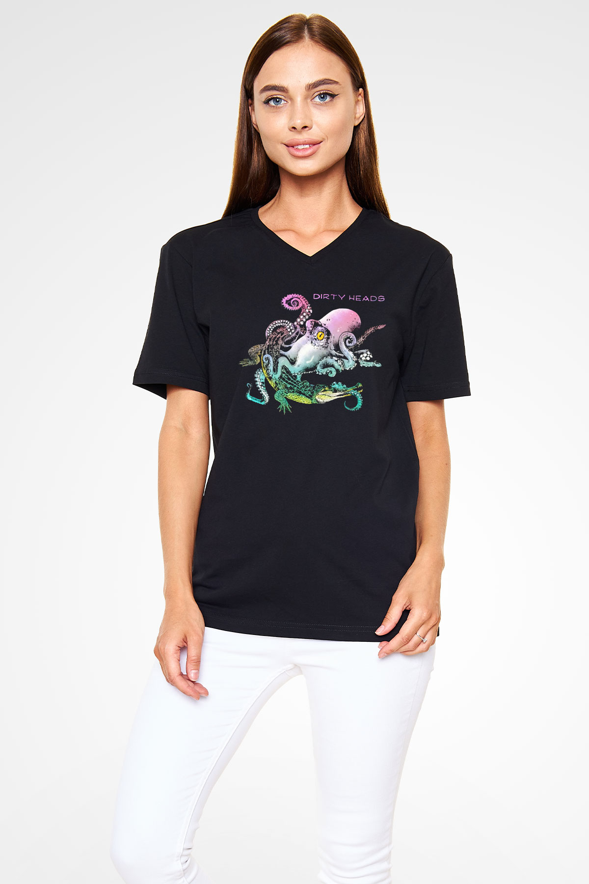 Dirty Heads Siyah Unisex V Yaka Tişört