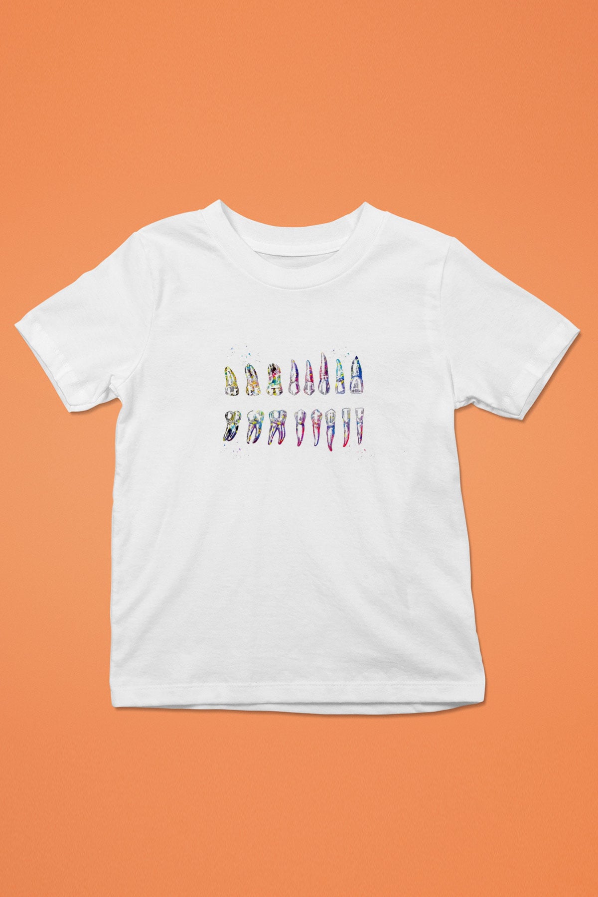 Diş Diyagramı Baskılı Unisex Beyaz Çocuk Tişörtü - Tshirt