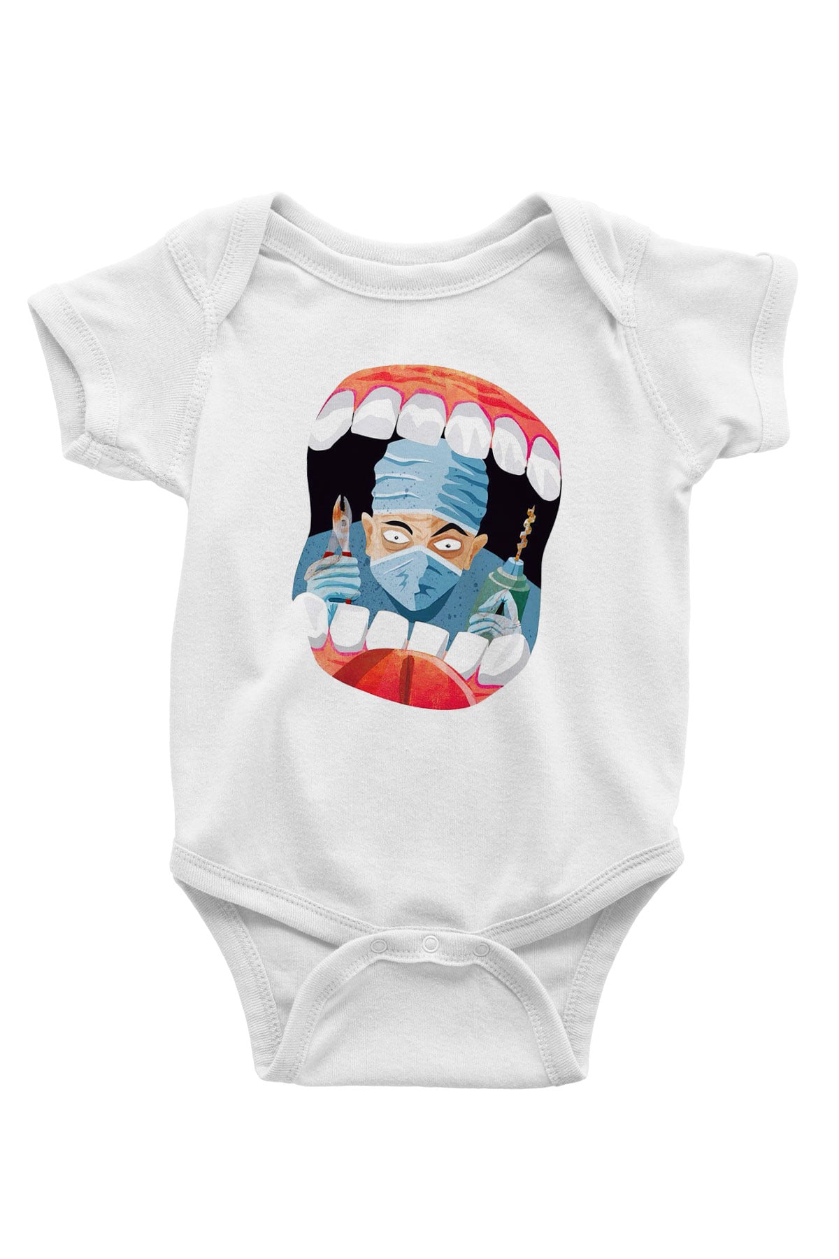 Diş hekimi Baskılı Beyaz Unisex Bebek Body - Zıbın