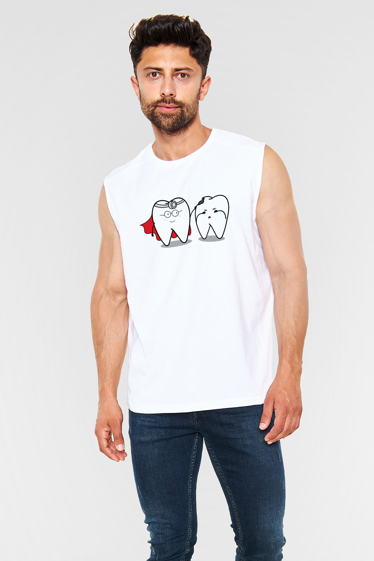 Diş hekimi Beyaz Unisex Kolsuz Tişört