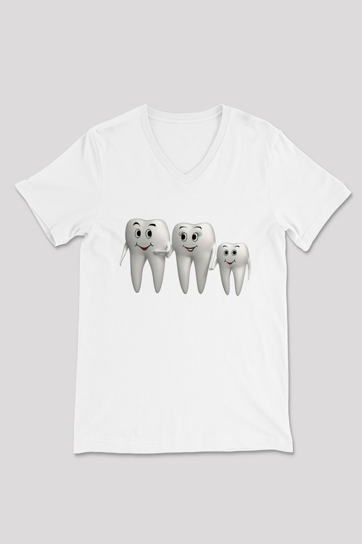 Diş hekimi Beyaz Unisex V Yaka Tişört T-Shirt