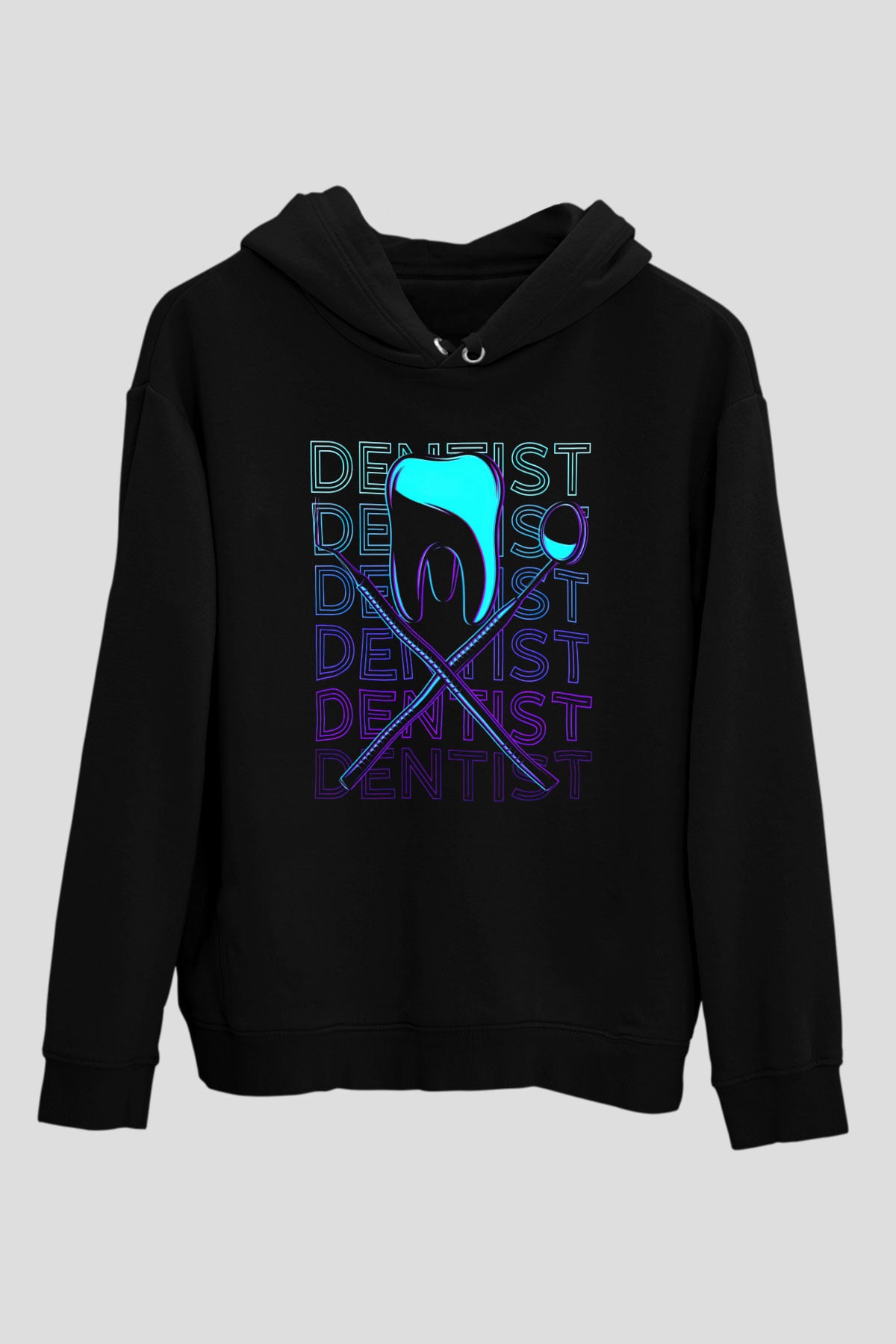 Diş Hekimi Siyah Unisex Kapüşonlu Sweatshirt