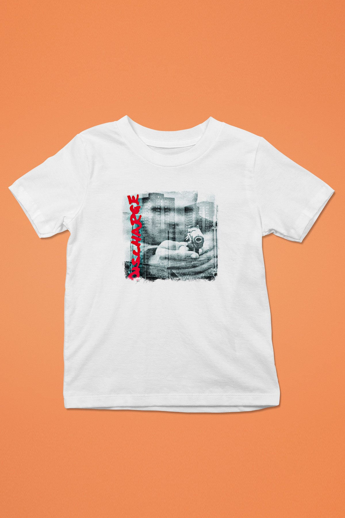 Discharge Baskılı Unisex Beyaz Çocuk Tişört