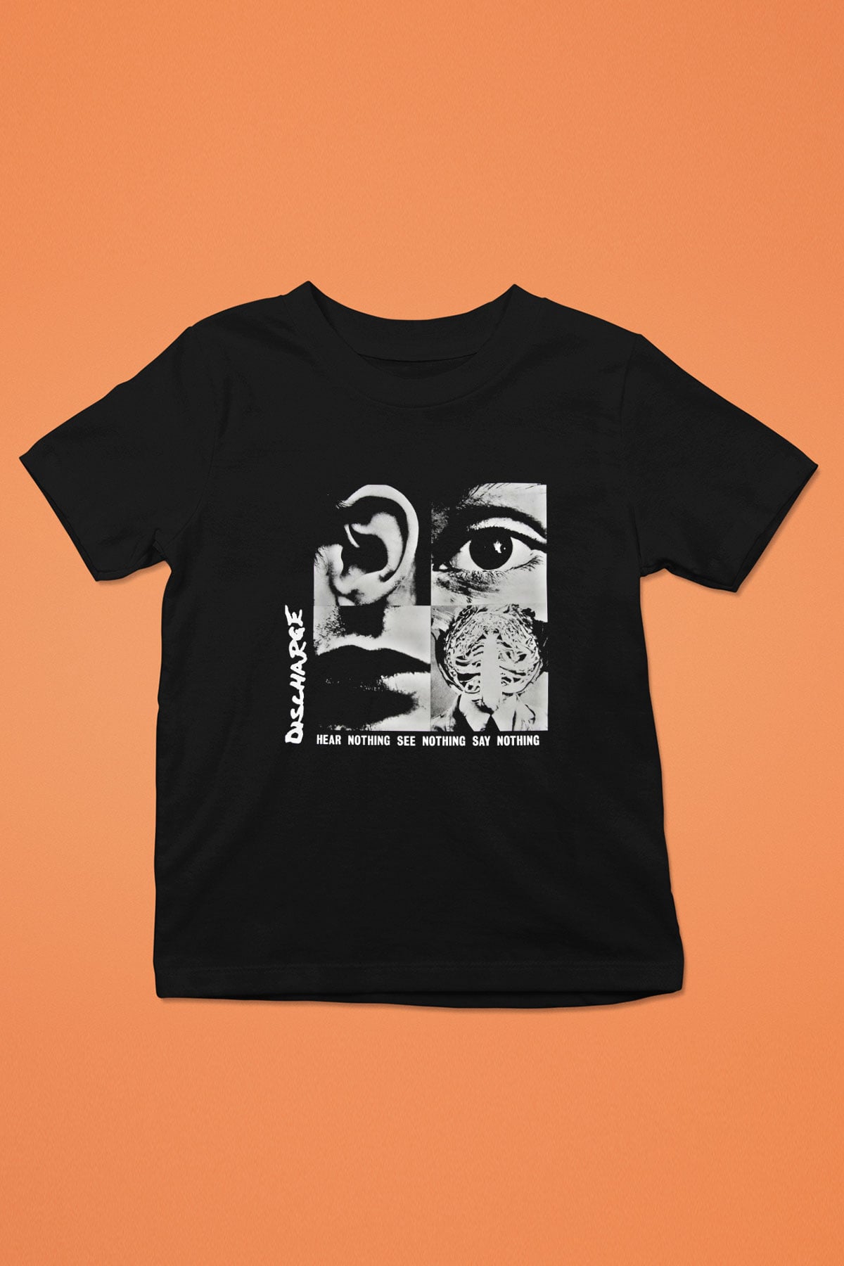 Discharge Baskılı Unisex Siyah Çocuk Tişört