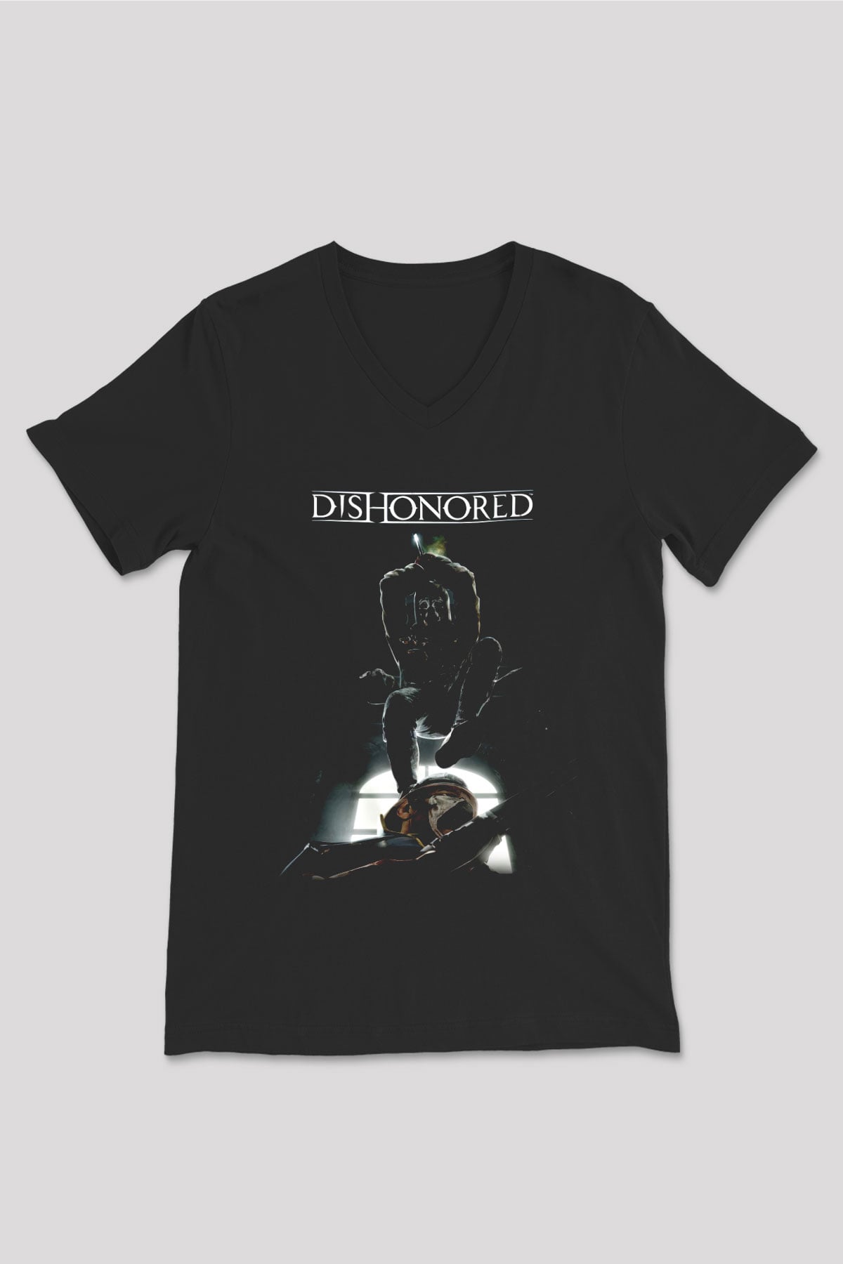 Dishonored 2 Siyah Unisex V Yaka Tişört