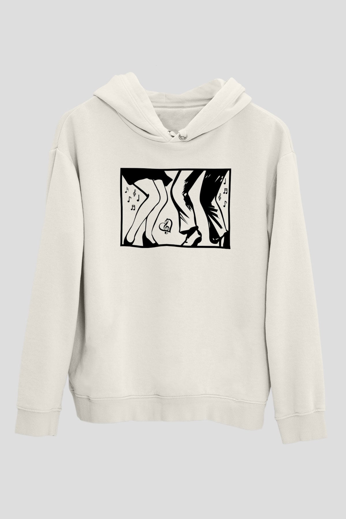Disko Beyaz Unisex Hoodie