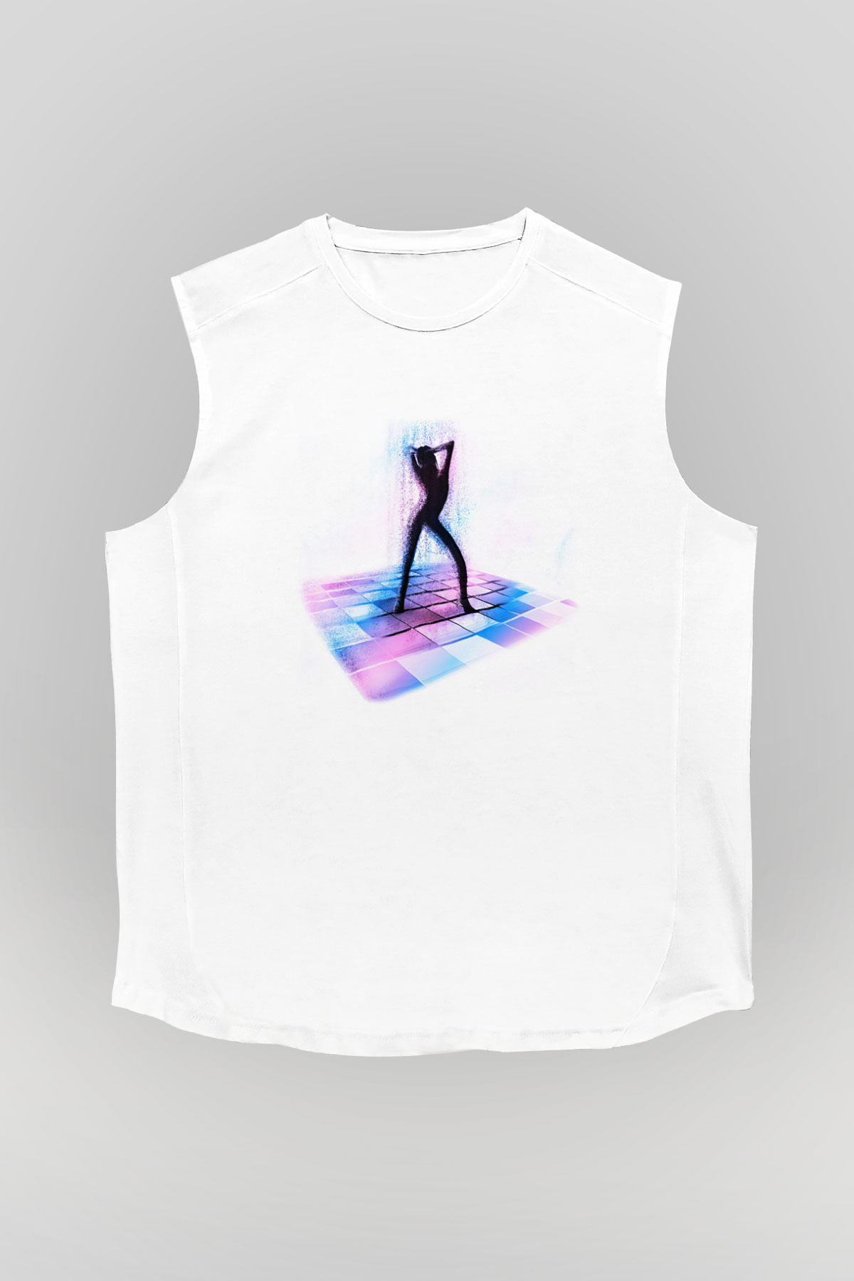 Disko Beyaz Unisex Kolsuz Tişört