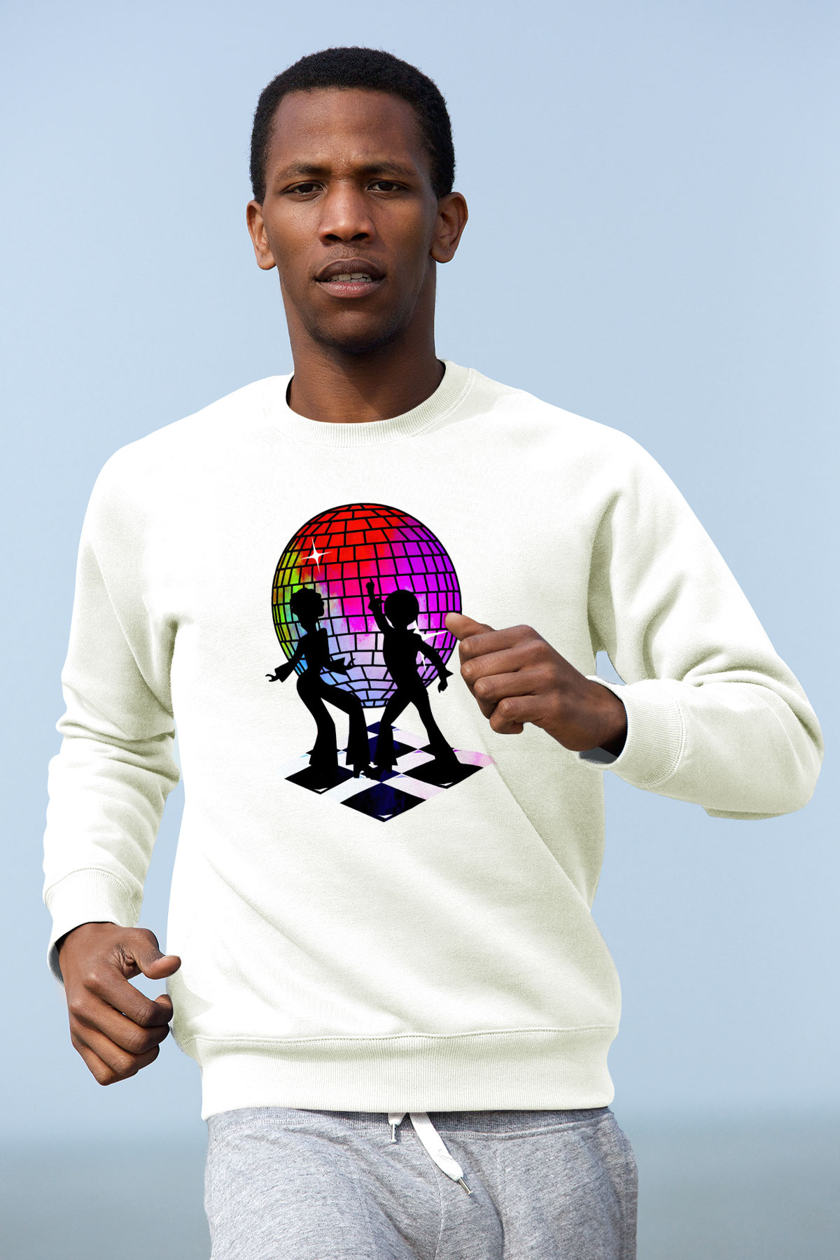 Disko Beyaz Unisex Sweatshirt