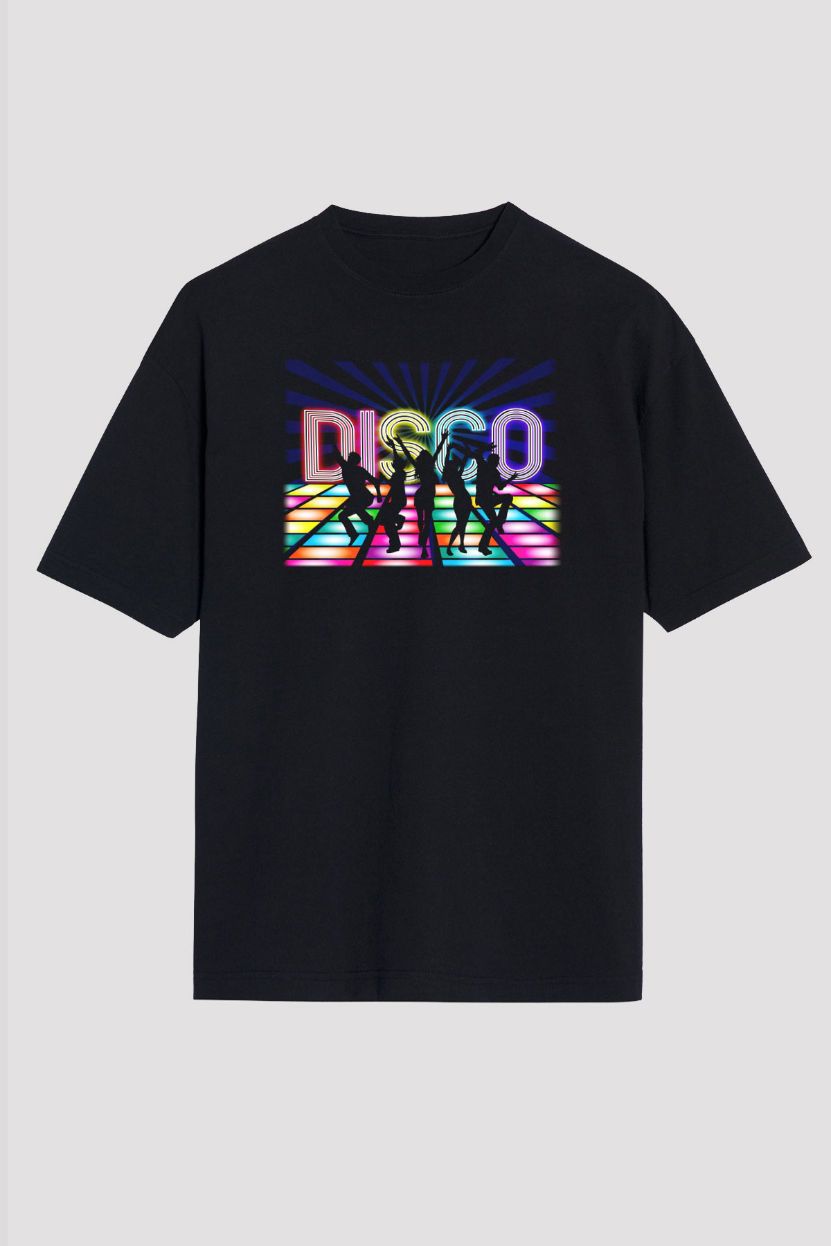 Disko Siyah Unisex Oversize Tişört T-Shirt