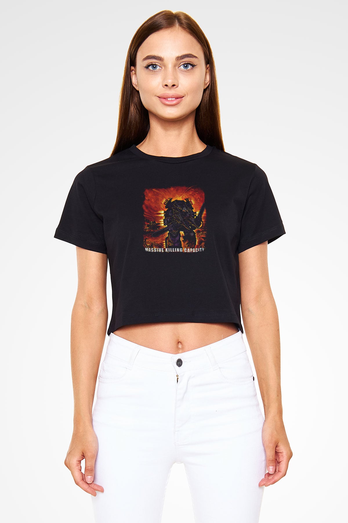 Dismember Baskılı Unisex Siyah Crop Top Tişört