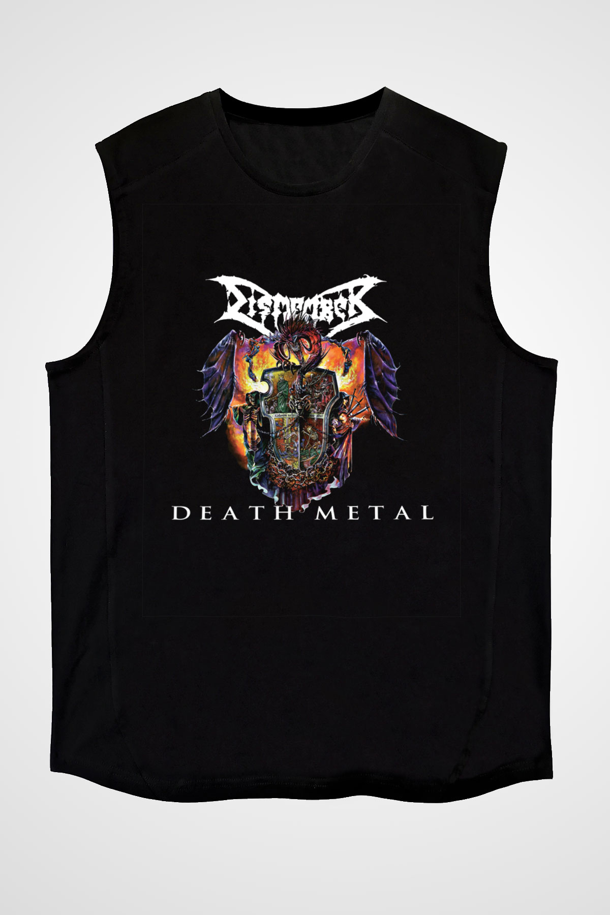 Dismember Baskılı Unisex Siyah Kolsuz Tişört