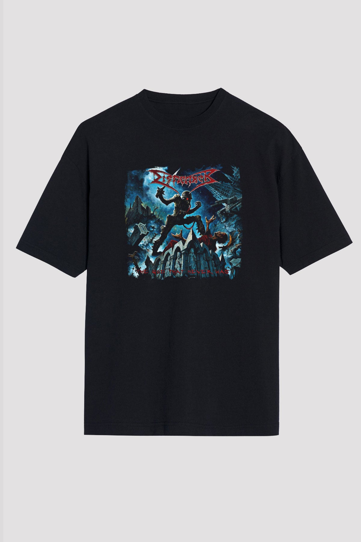 Dismember Baskılı Unisex Siyah Oversize Tişört