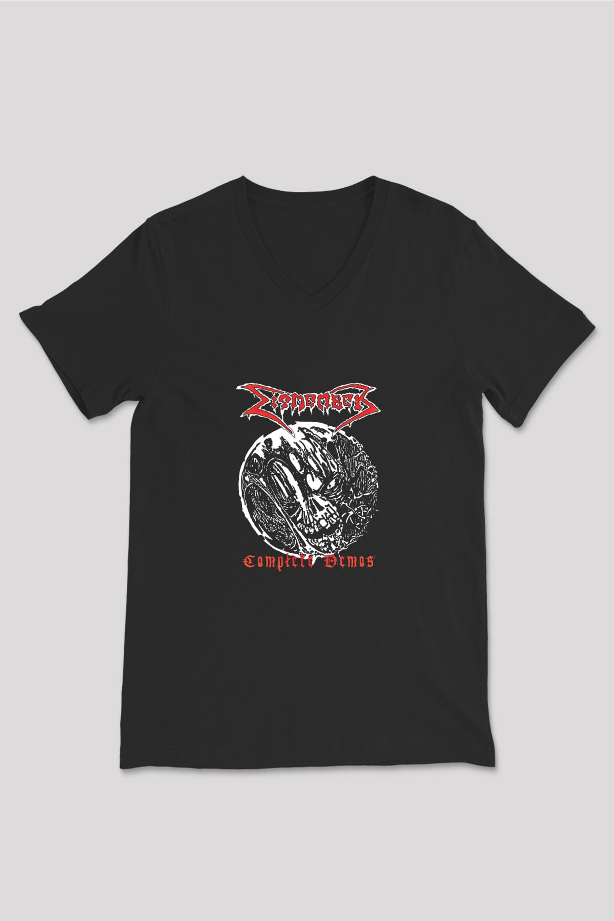 Dismember Baskılı Unisex Siyah V Yaka Tişört