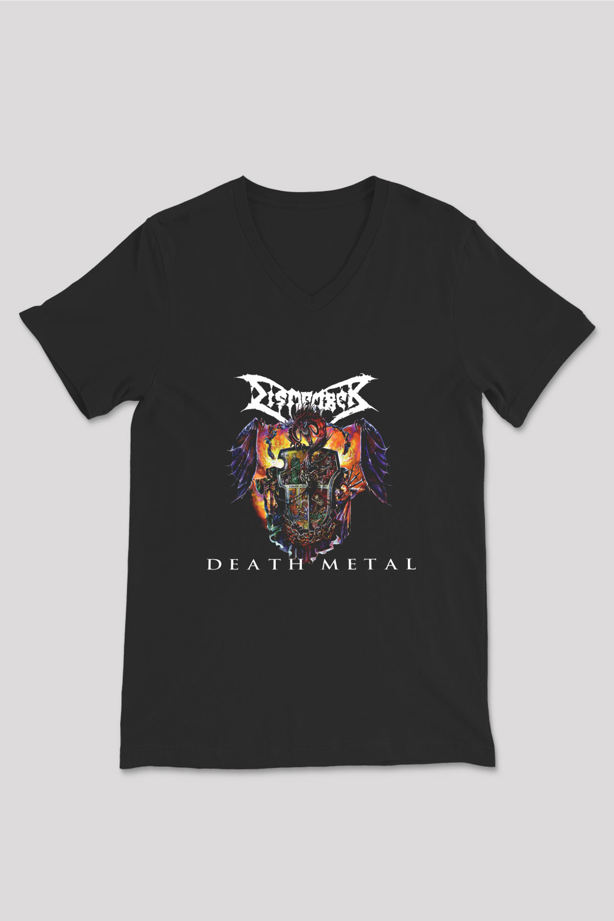Dismember Baskılı Unisex Siyah V Yaka Tişört