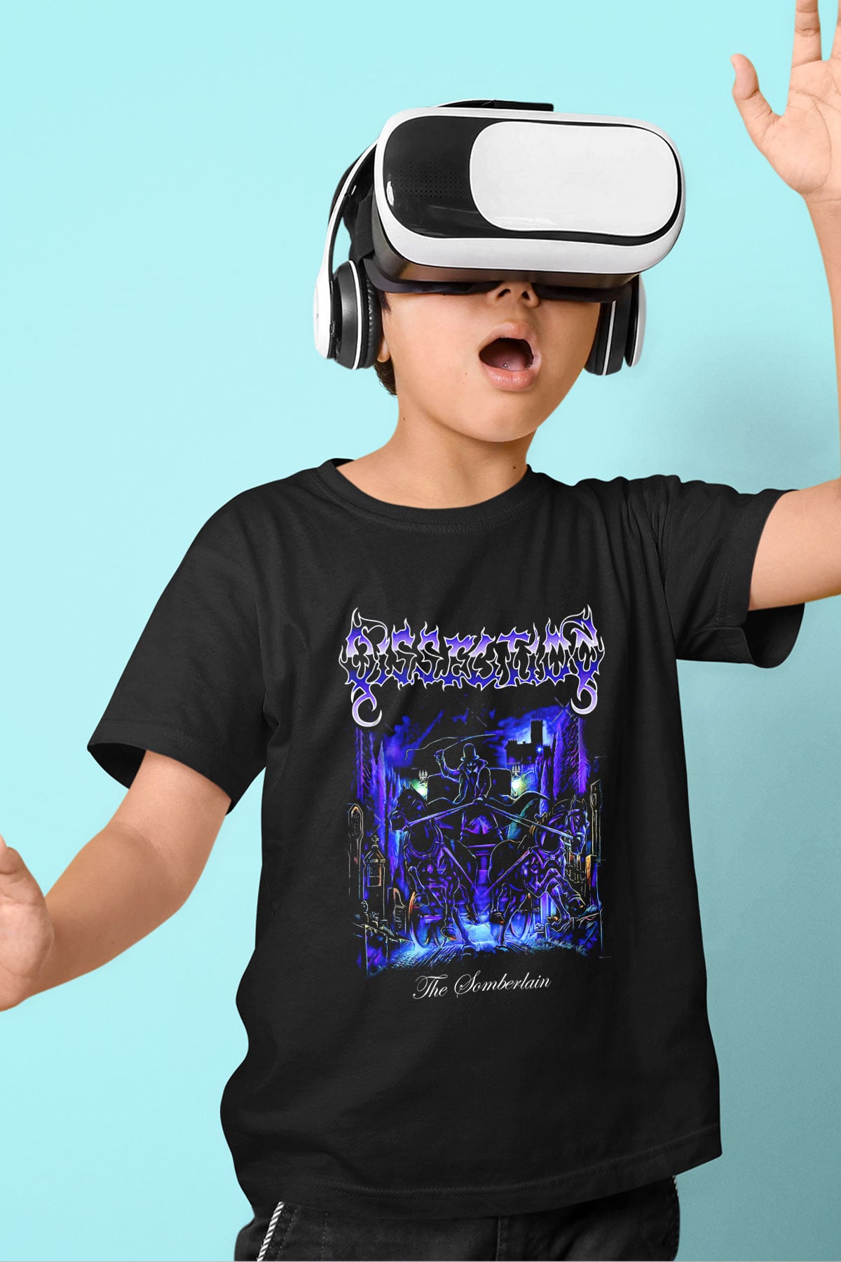 Dissection Baskılı Unisex Siyah Çocuk Tişört - Tshirt