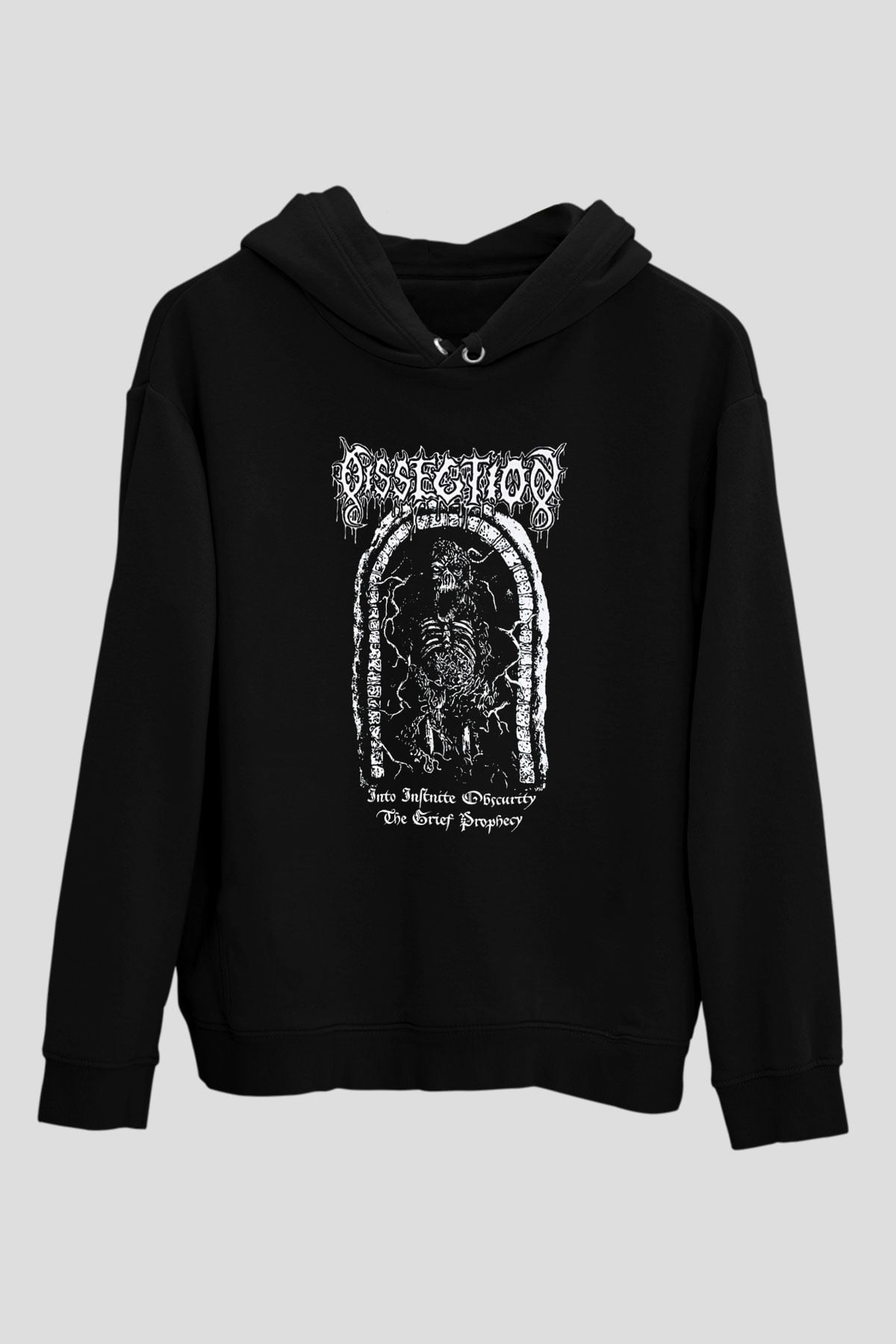 Dissection Baskılı Unisex Siyah Kapüşonlu Sweatshirt