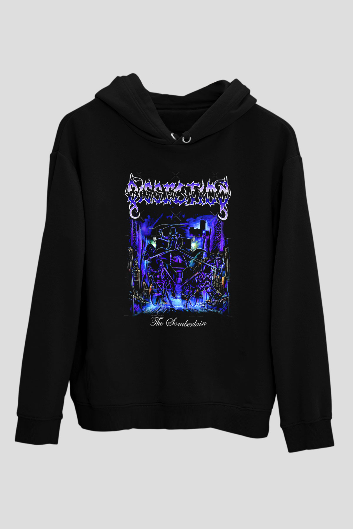 Dissection Baskılı Unisex Siyah Kapüşonlu Sweatshirt