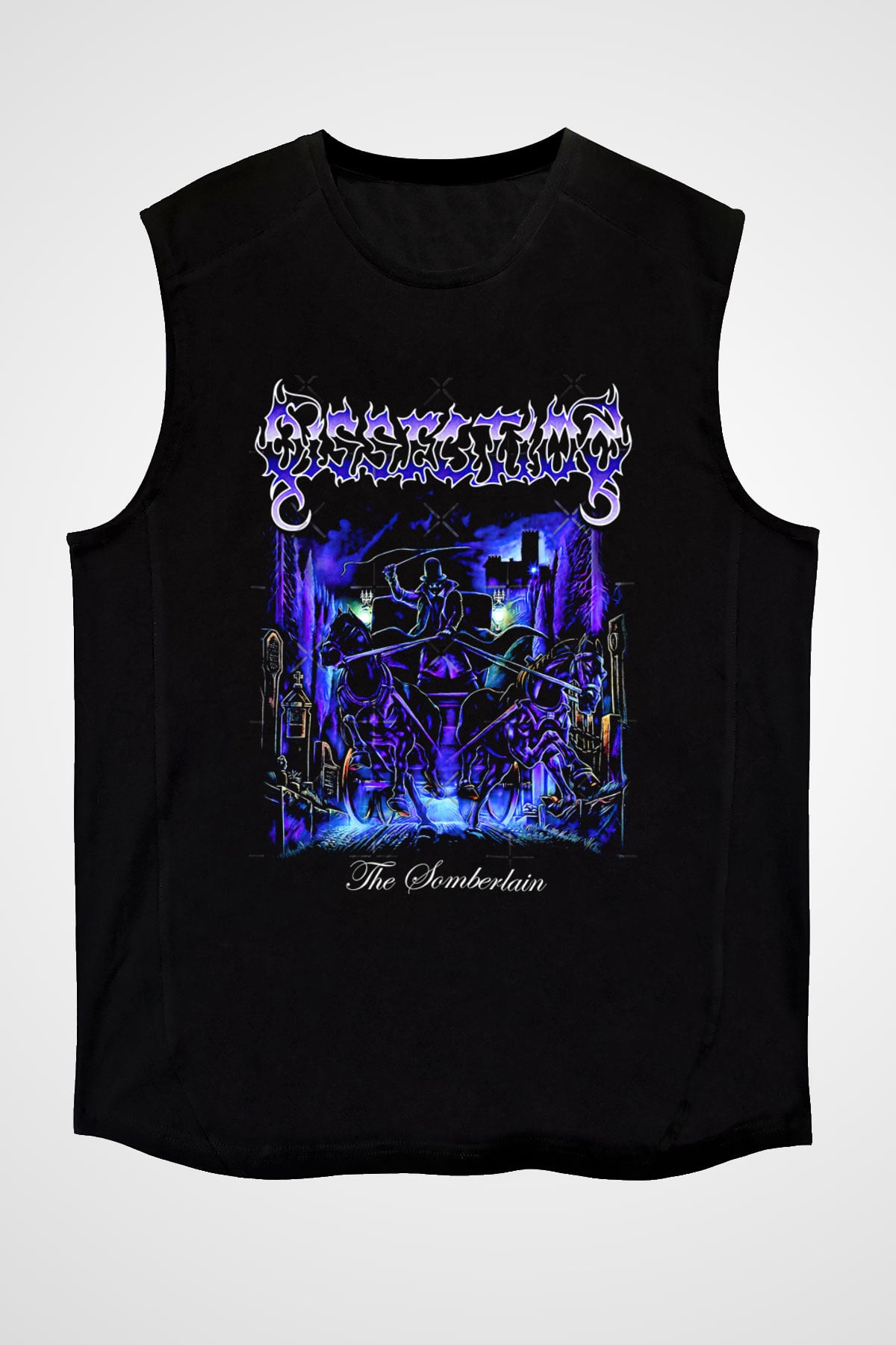 Dissection Baskılı Unisex Siyah Kolsuz Tişört - Tshirt