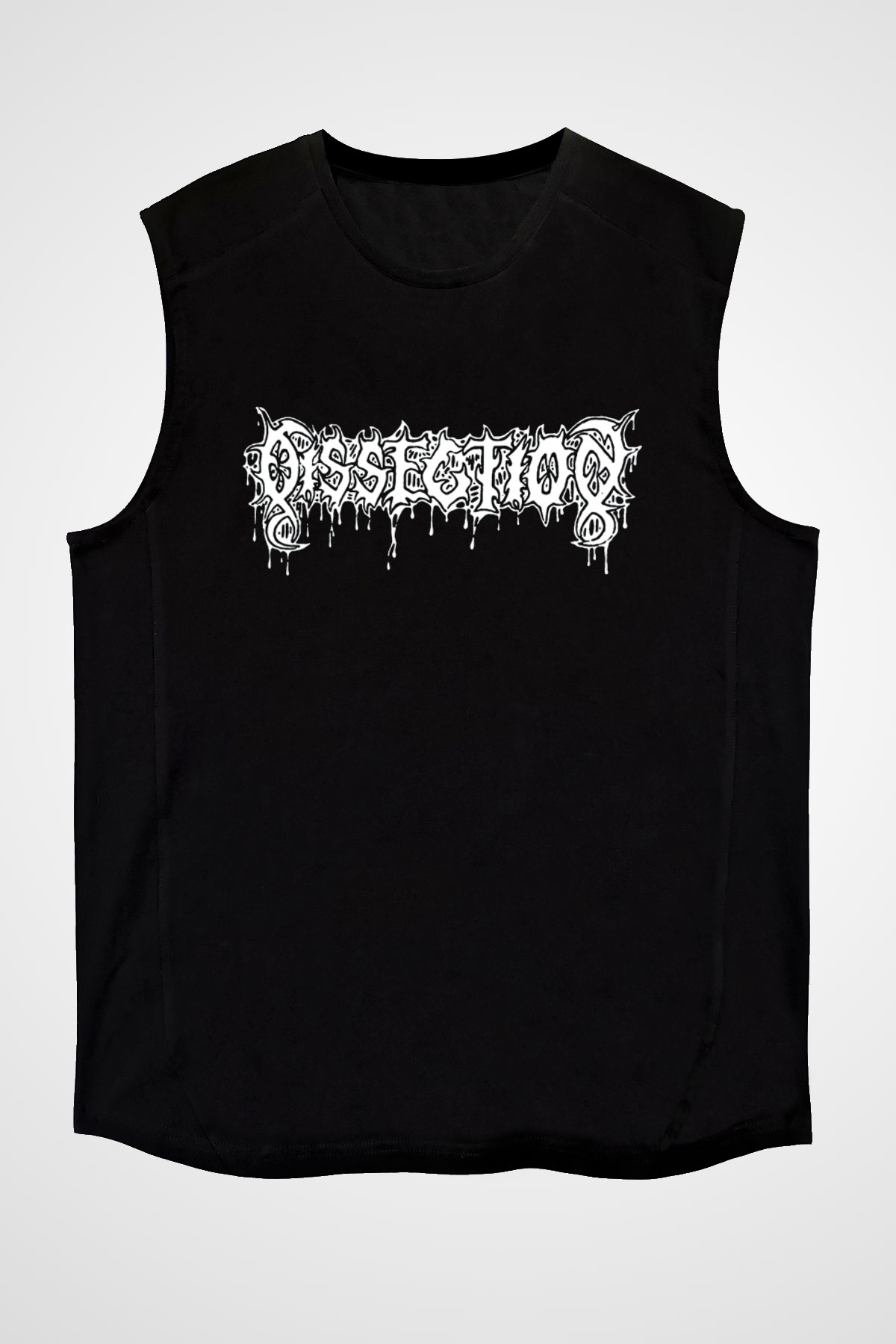 Dissection Baskılı Unisex Siyah Kolsuz Tişört - Tshirt