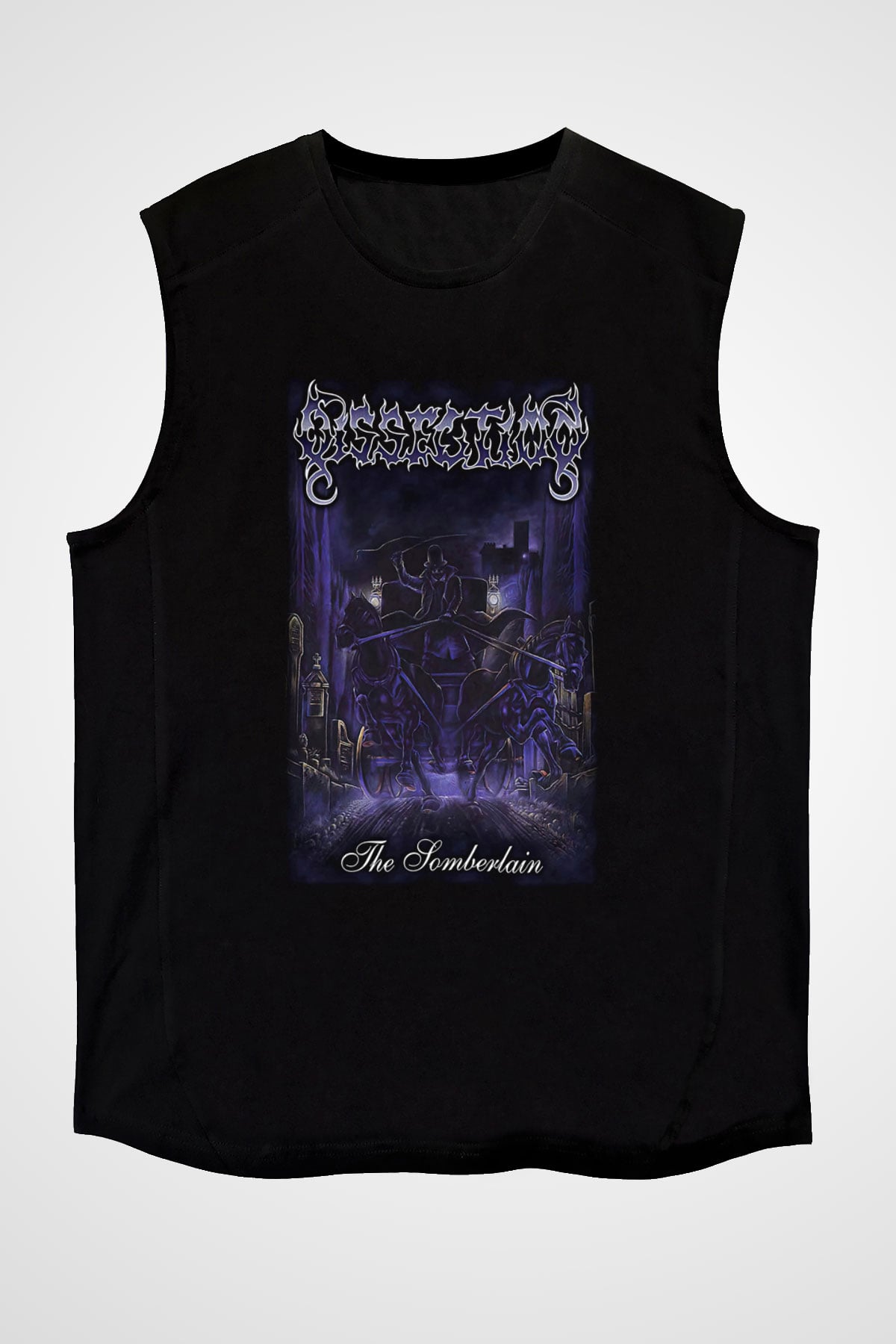 Dissection Baskılı Unisex Siyah Kolsuz Tişört - Tshirt