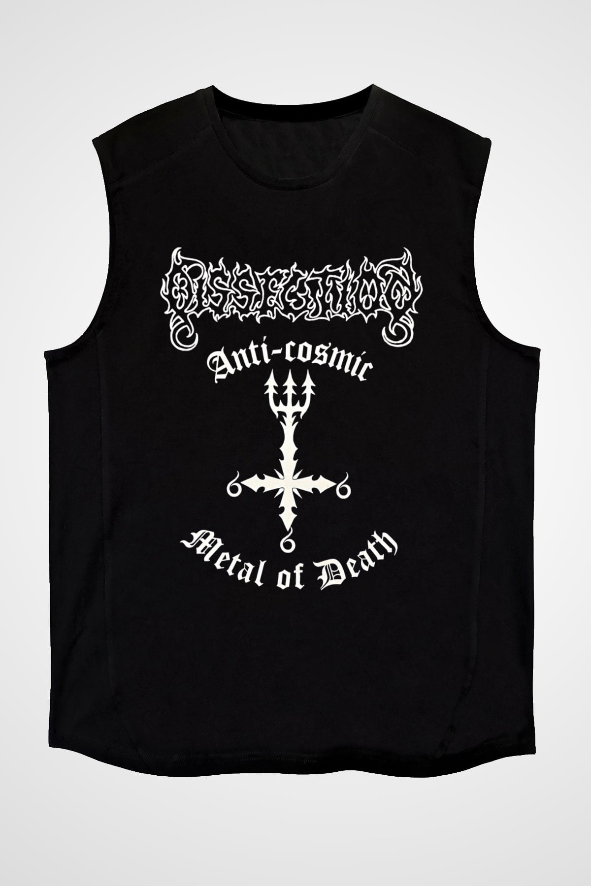 Dissection Baskılı Unisex Siyah Kolsuz Tişört - Tshirt