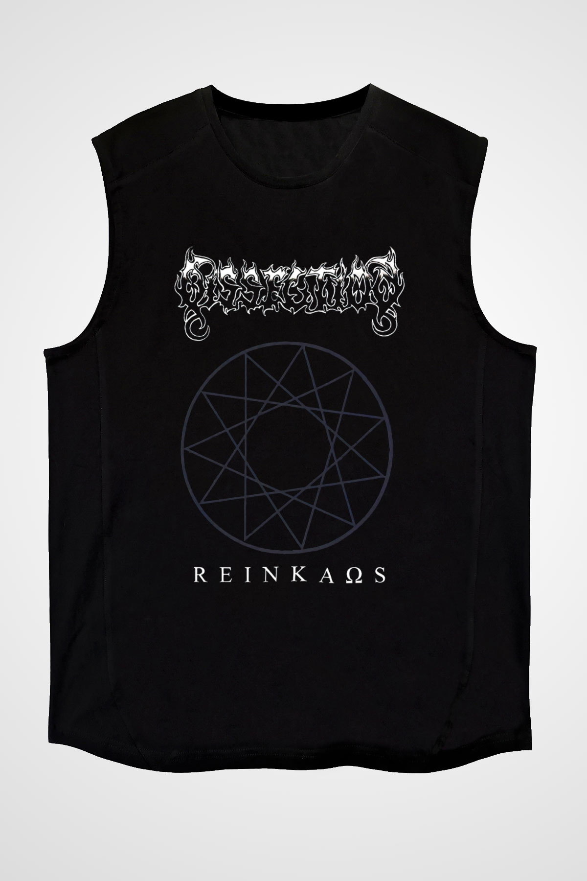 Dissection Baskılı Unisex Siyah Kolsuz Tişört - Tshirt