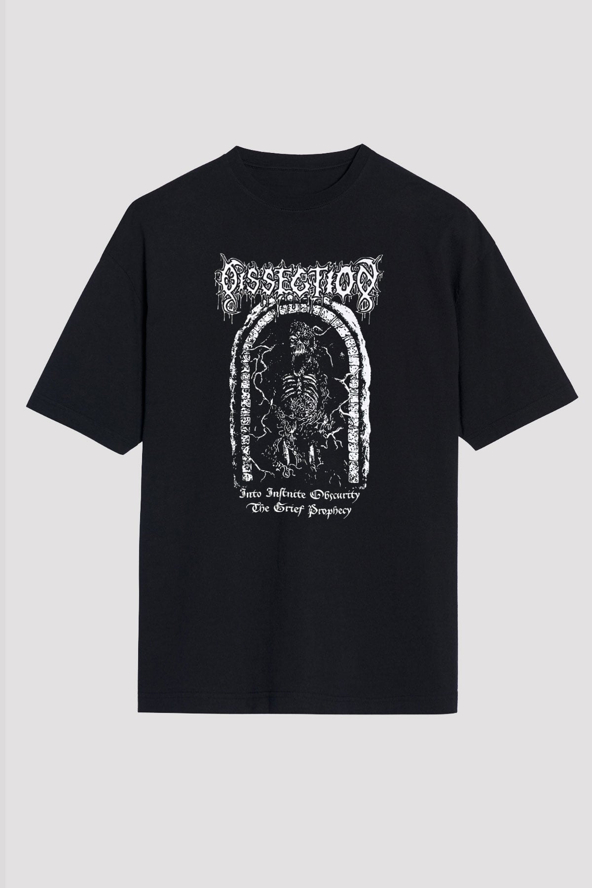 Dissection Baskılı Unisex Siyah Oversize Tişört - Tshirt