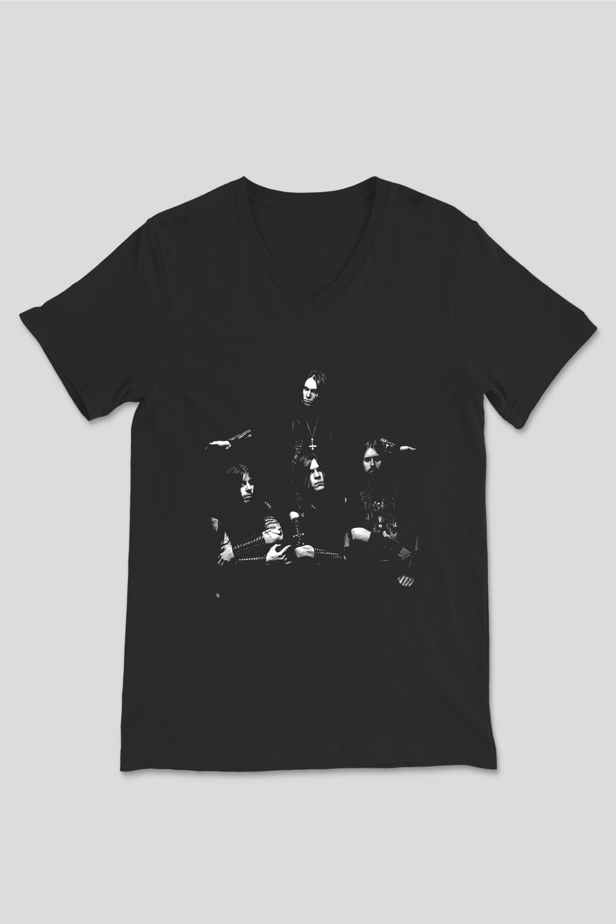 Dissection Baskılı Unisex Siyah V Yaka Tişört - Tshirt