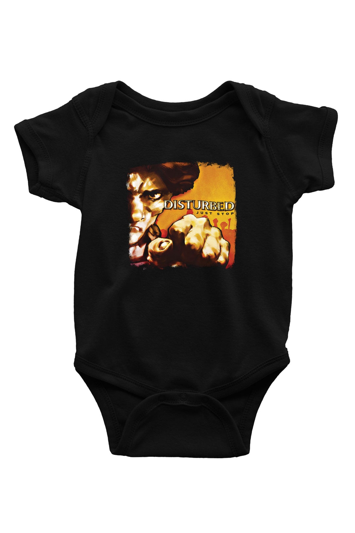 Disturbed Baskılı Unisex Siyah Bebek Body - Zıbın