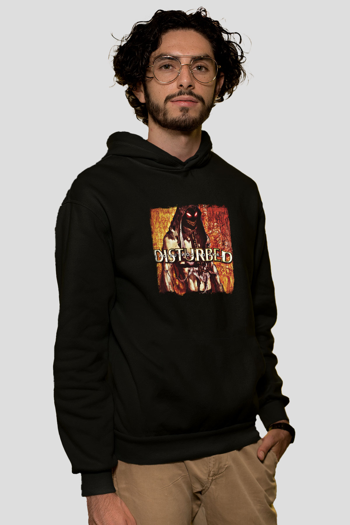 Disturbed Baskılı Unisex Siyah Hoodie