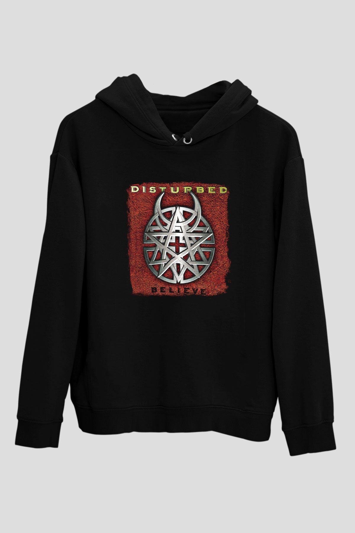 Disturbed Baskılı Unisex Siyah Hoodie