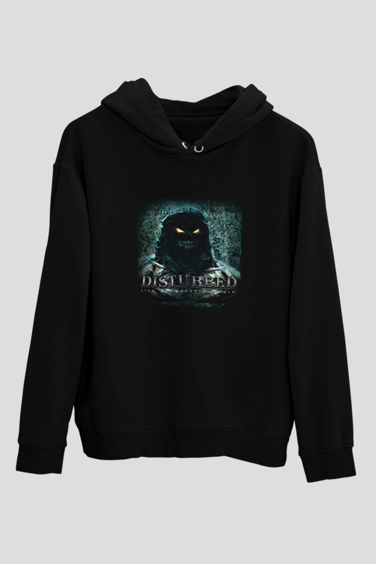 Disturbed Baskılı Unisex Siyah Hoodie