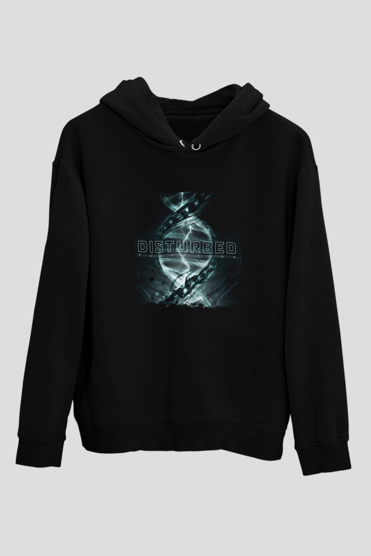 Disturbed Baskılı Unisex Siyah Hoodie