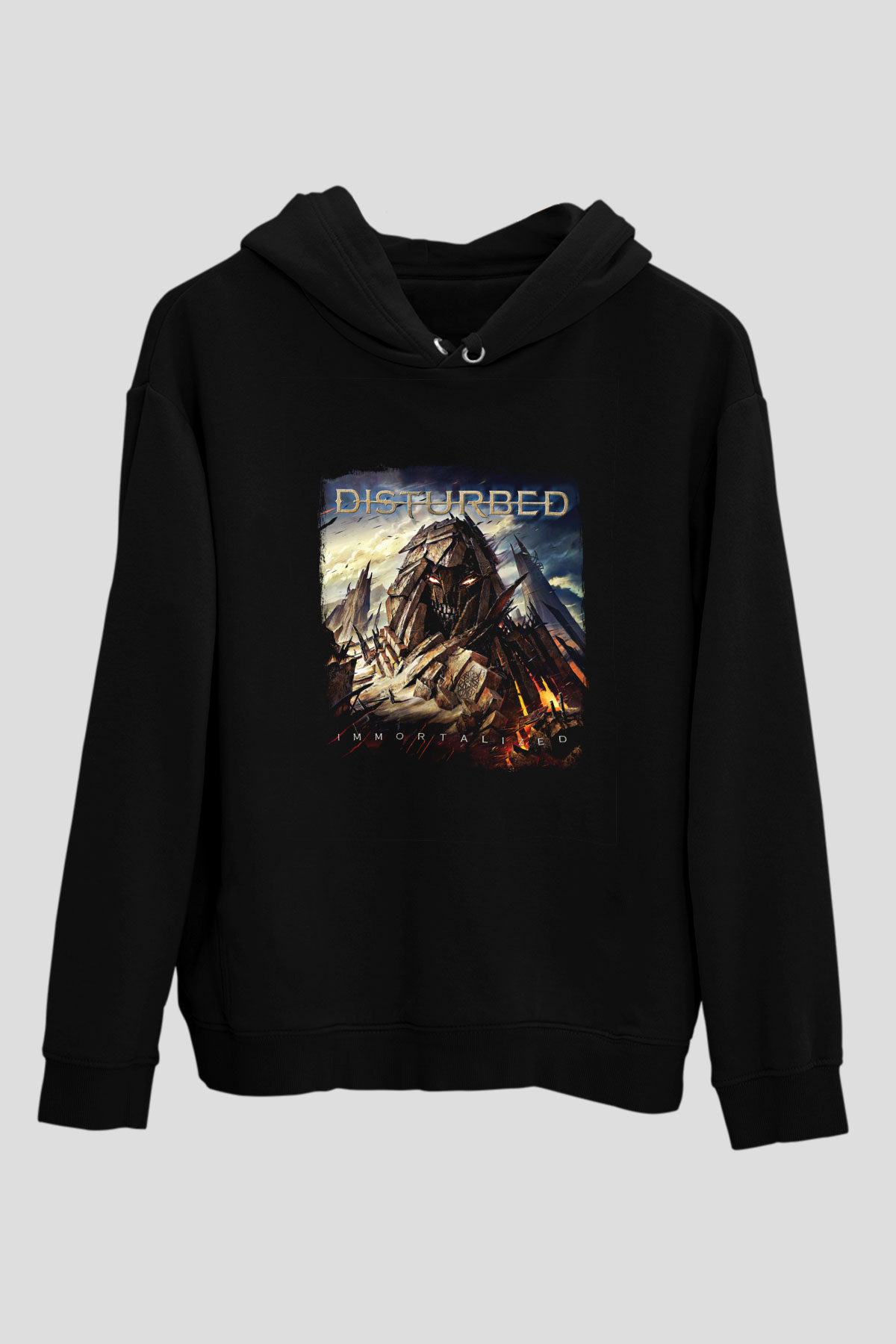 Disturbed Baskılı Unisex Siyah Hoodie