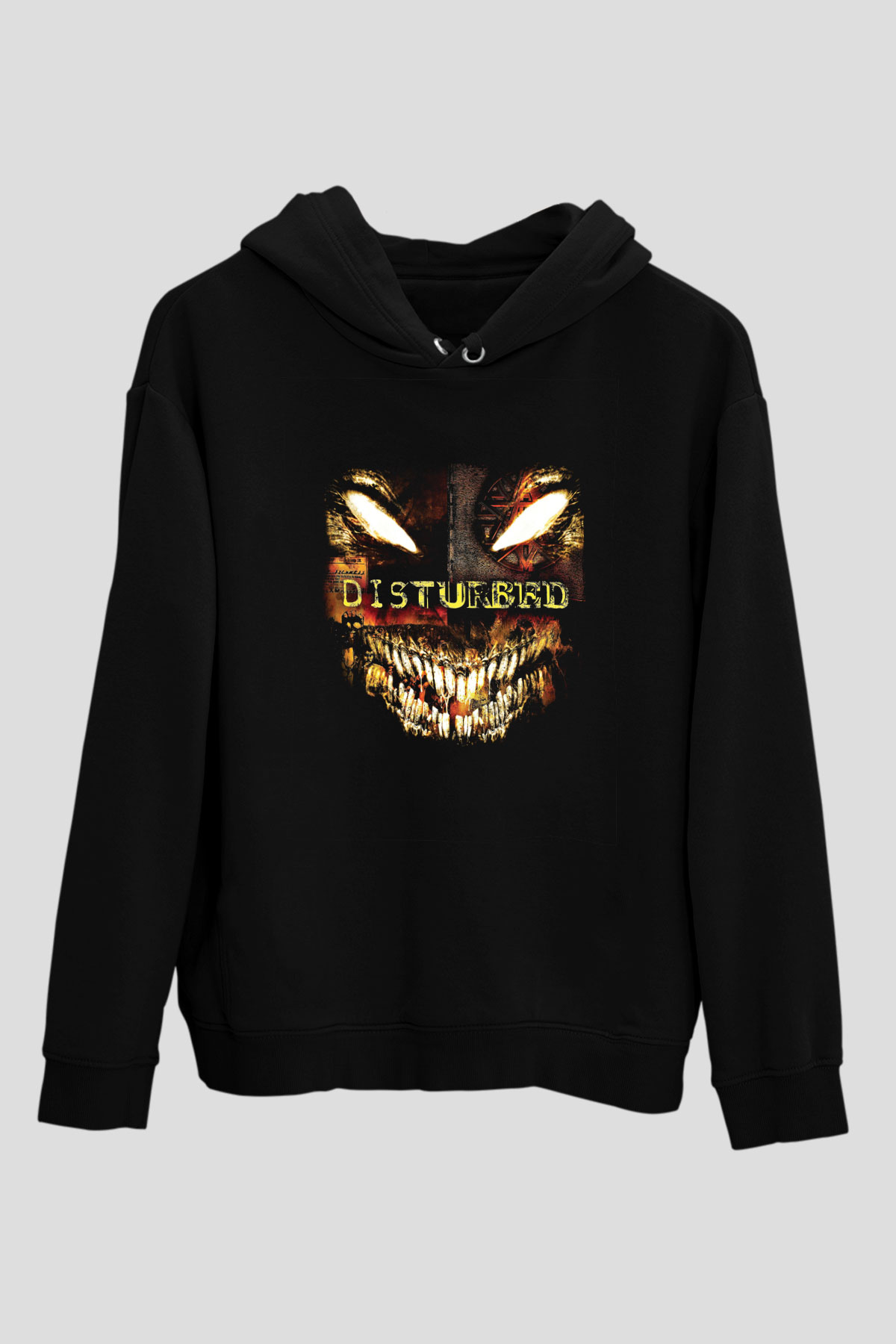Disturbed Baskılı Unisex Siyah Hoodie