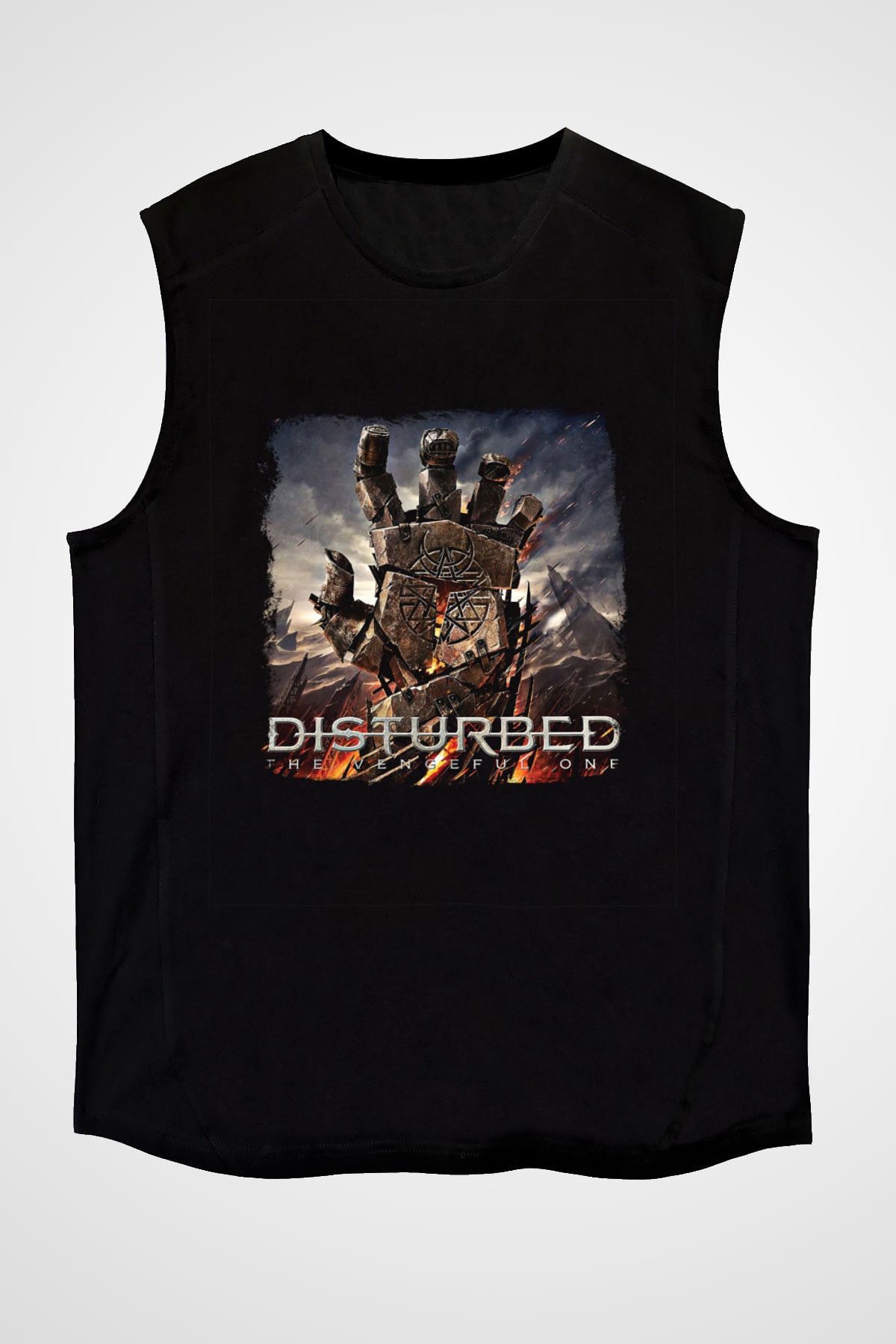 Disturbed Baskılı Unisex Siyah Kolsuz Tişört