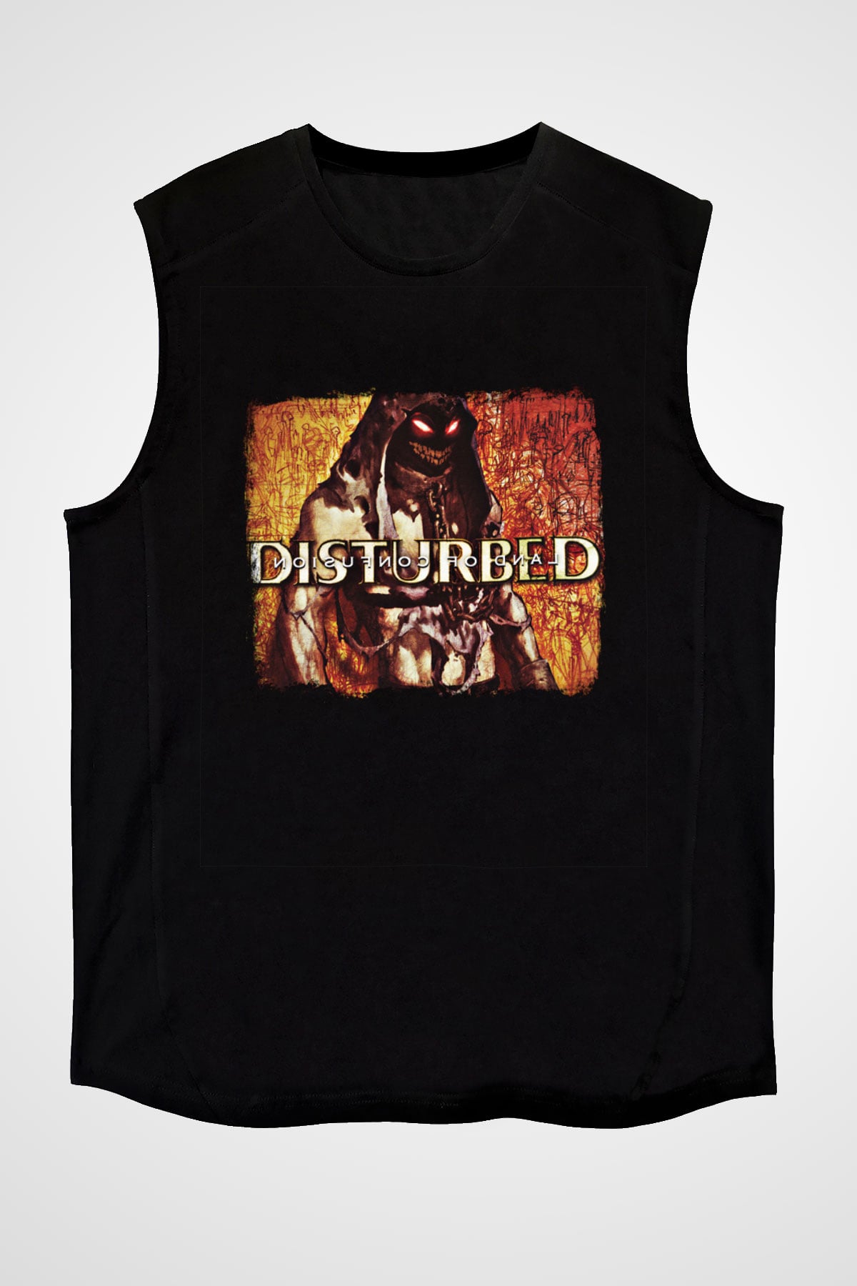 Disturbed Baskılı Unisex Siyah Kolsuz Tişört