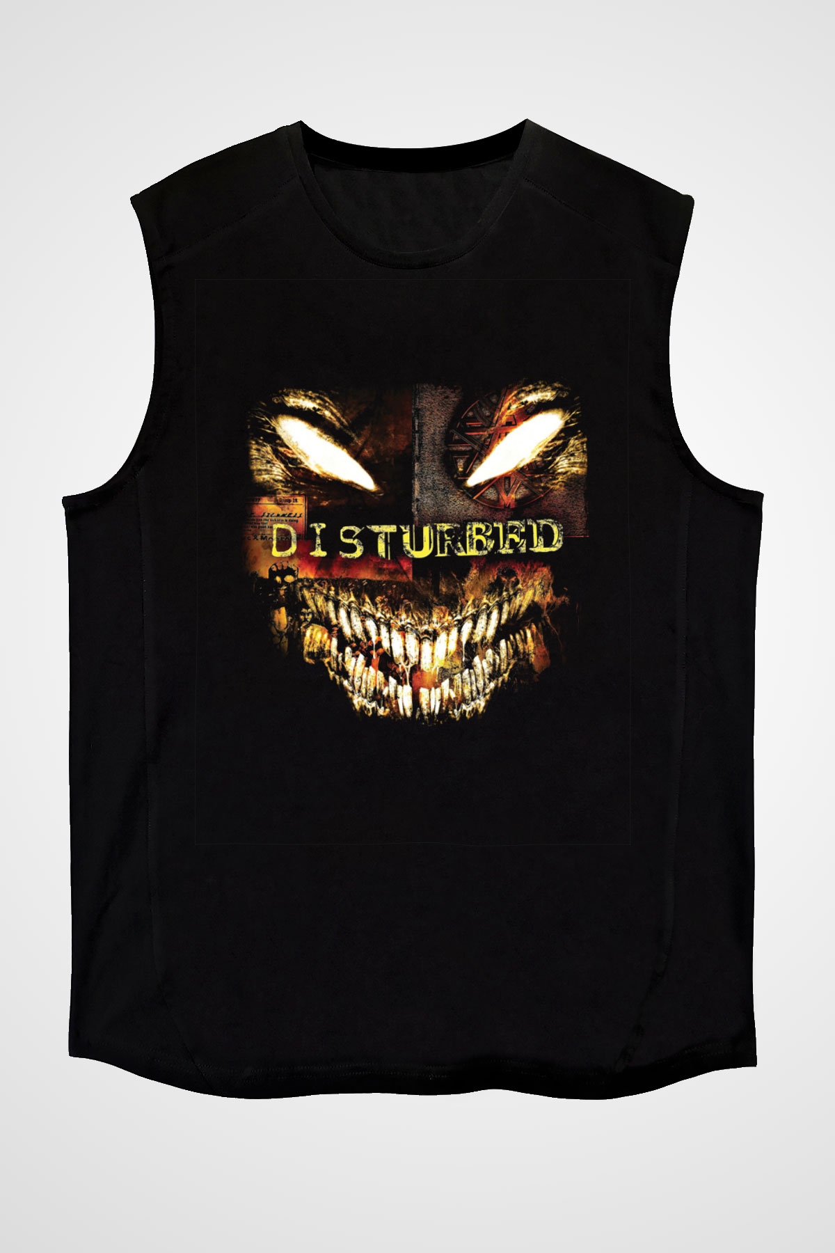 Disturbed Baskılı Unisex Siyah Kolsuz Tişört