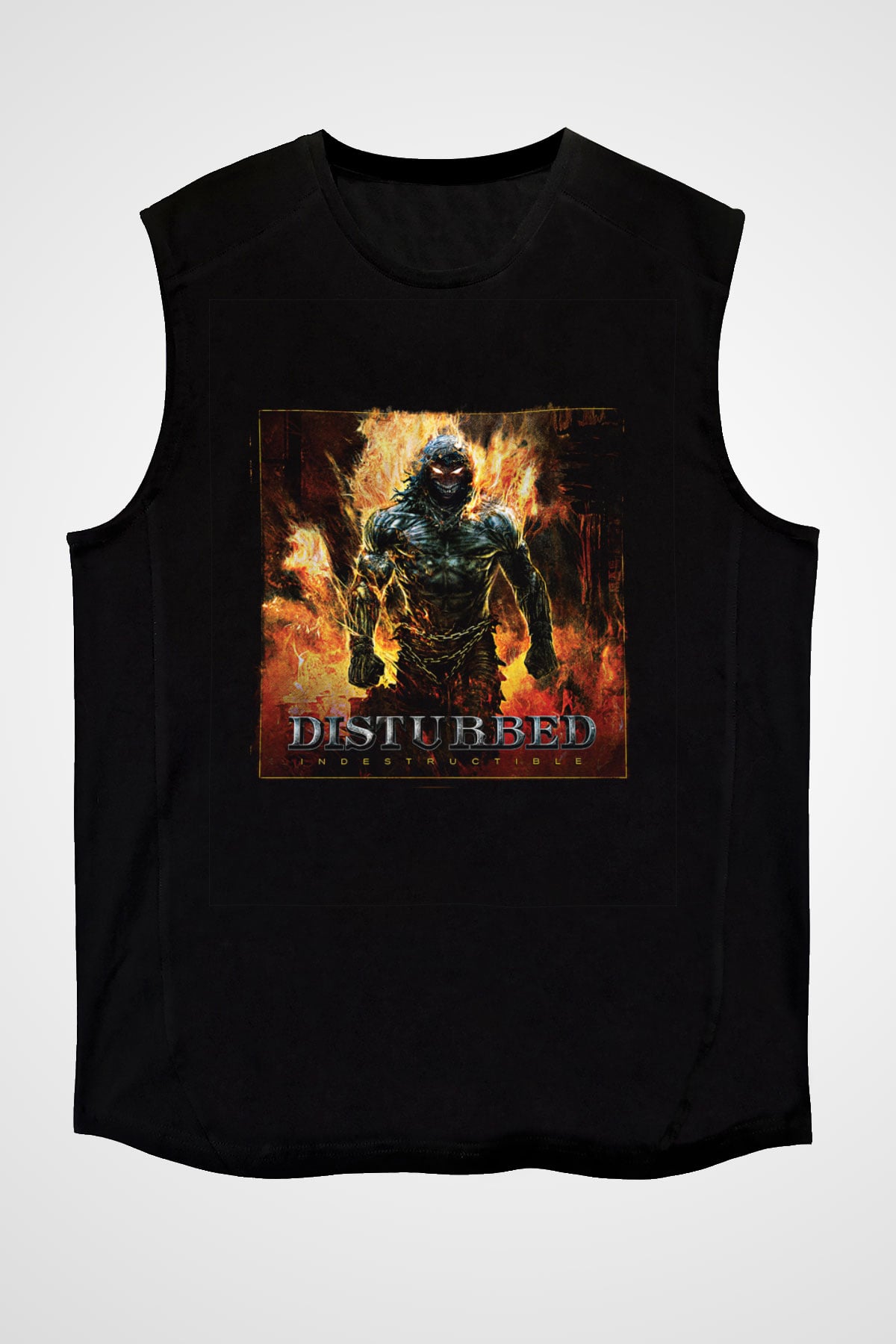 Disturbed Baskılı Unisex Siyah Kolsuz Tişört