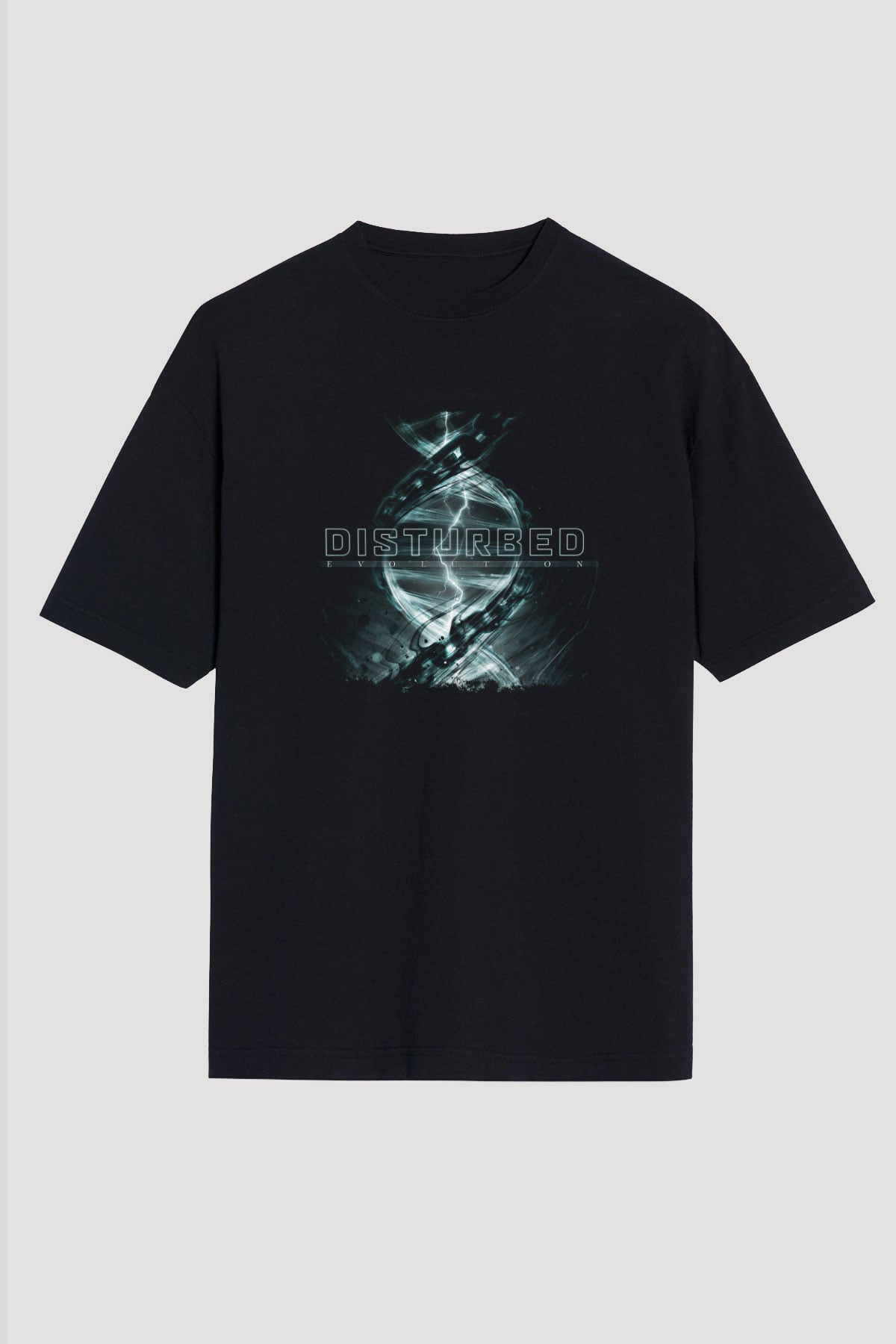 Disturbed Baskılı Unisex Siyah Oversize Tişört