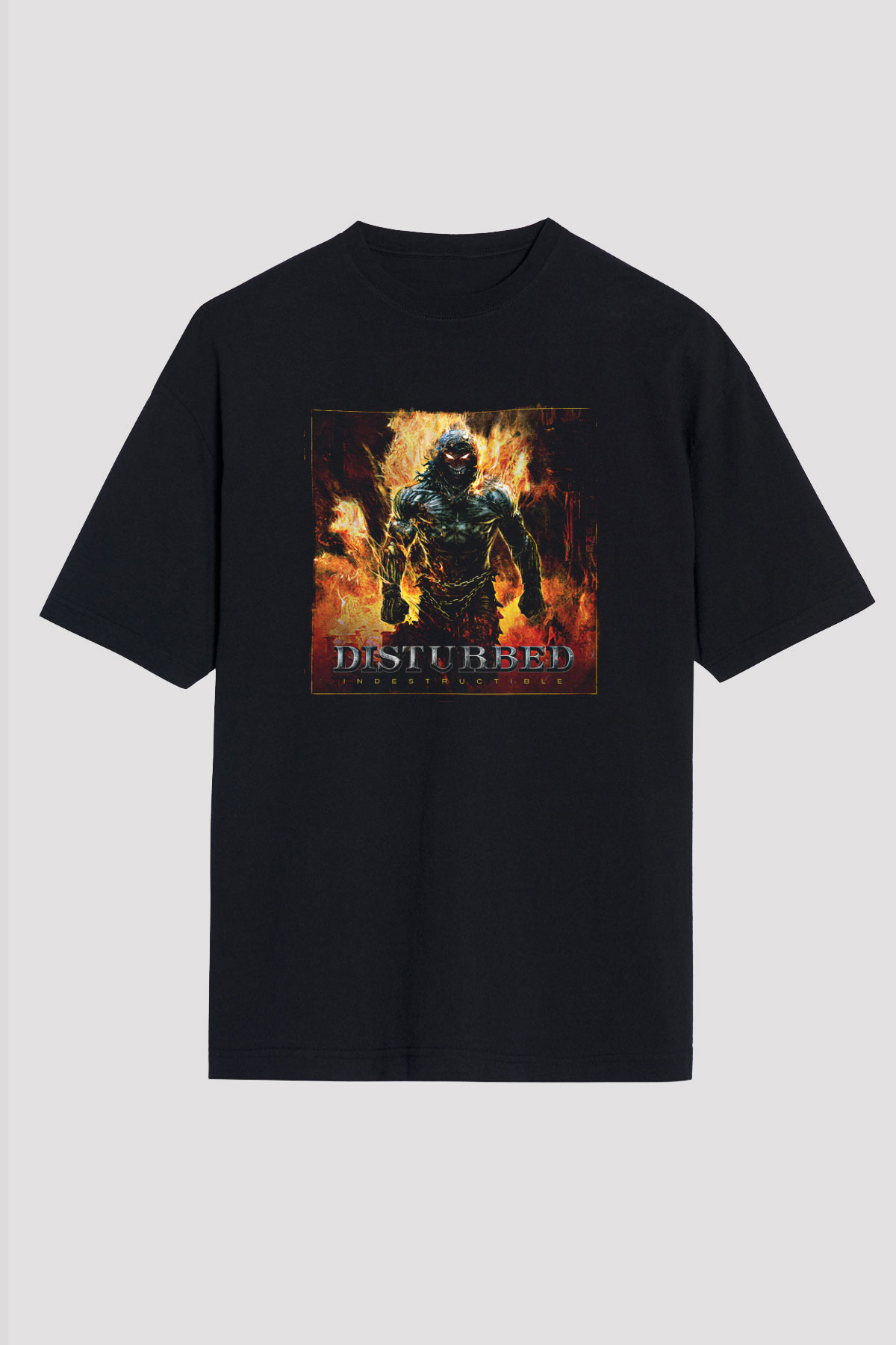 Disturbed Baskılı Unisex Siyah Oversize Tişört