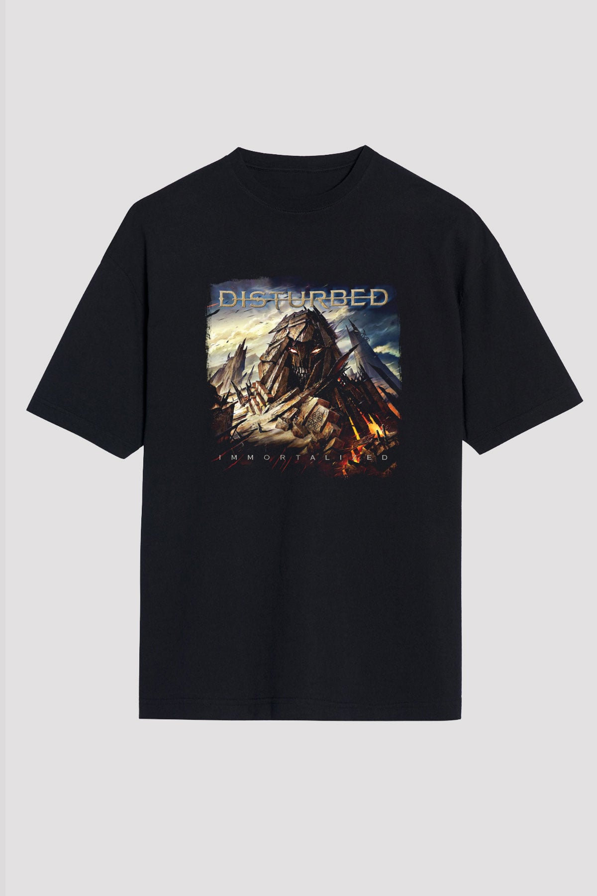 Disturbed Baskılı Unisex Siyah Oversize Tişört